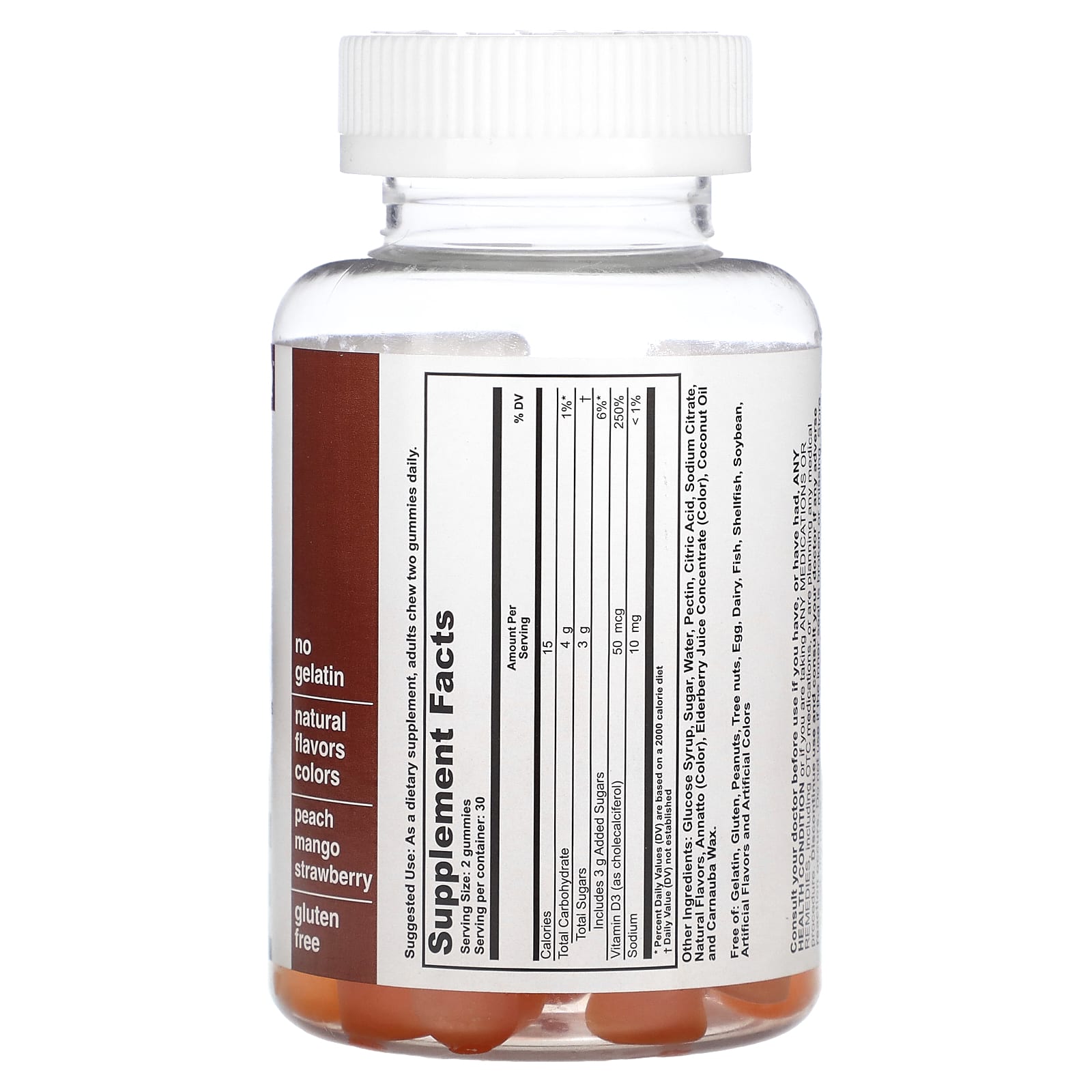 T-RQ, Adult Gummy, Vitamin D3, Peach, Mango, Strawberry, 60 Gummies