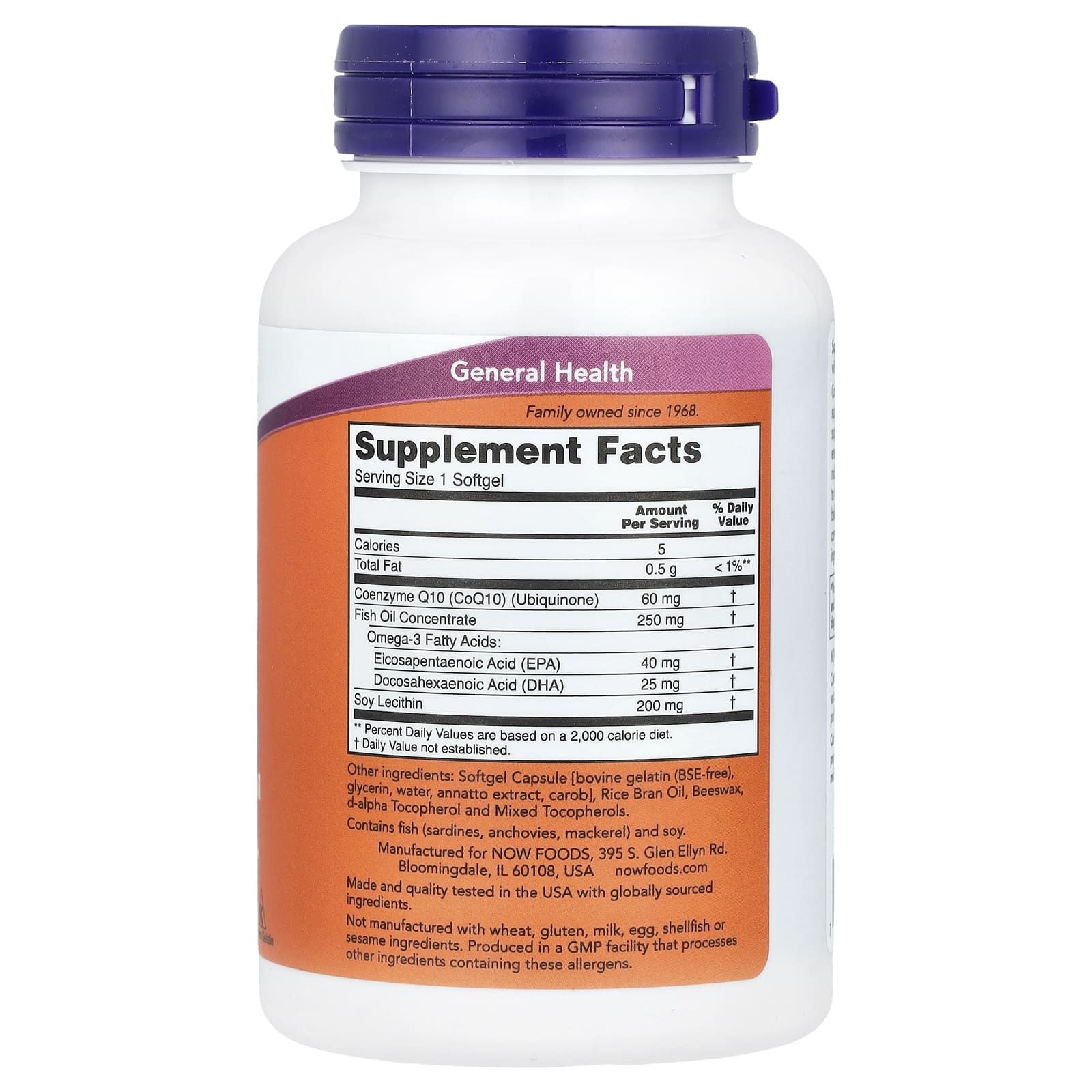 NOW Foods, CoQ10 with Omega-3 Fish Oil, 60 mg, 120 Softgels