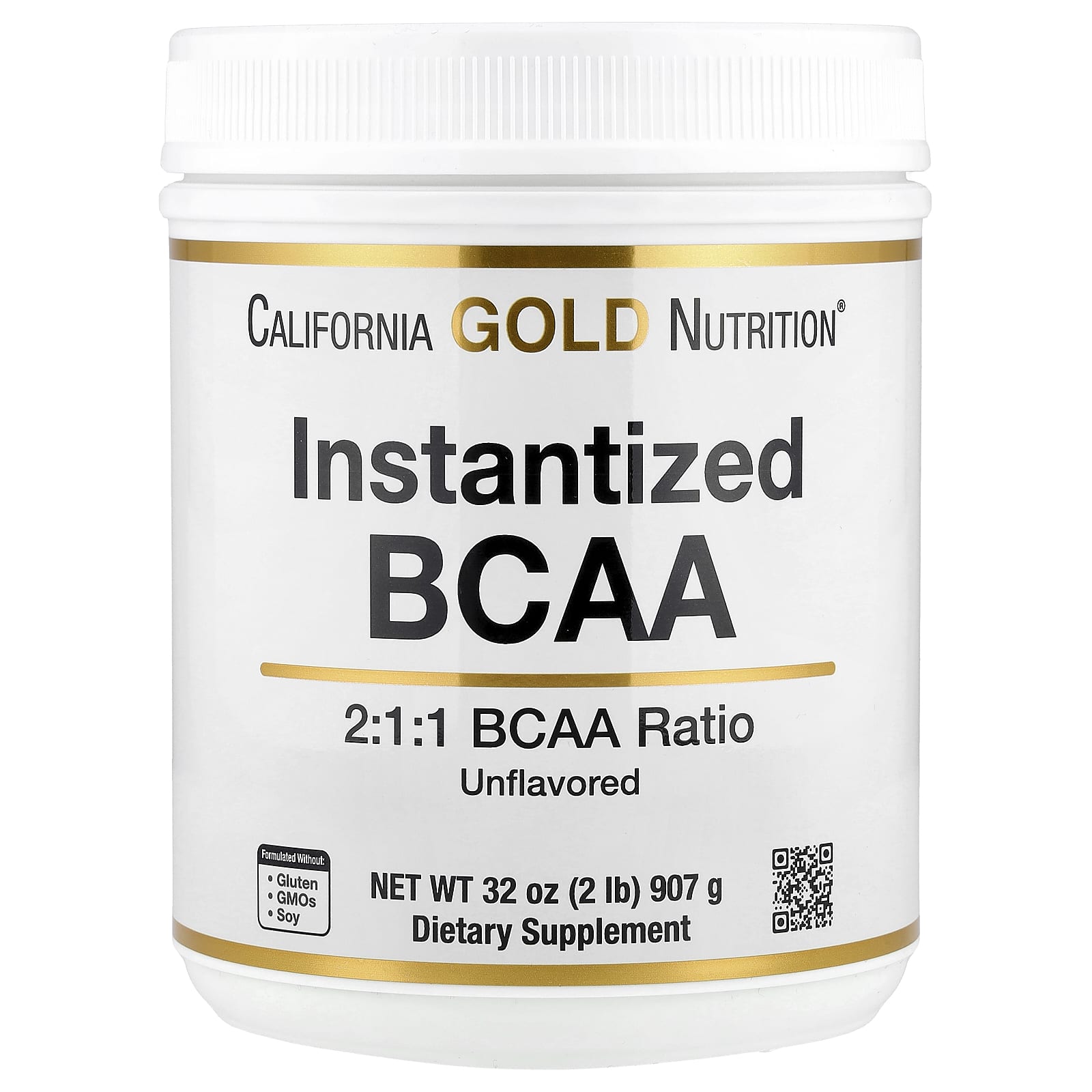 California Gold Nutrition, Instantized BCAA Powder with L-Leucine, L-Isoleucine, and L-Valine, Unflavored, 2 lb (907 g)