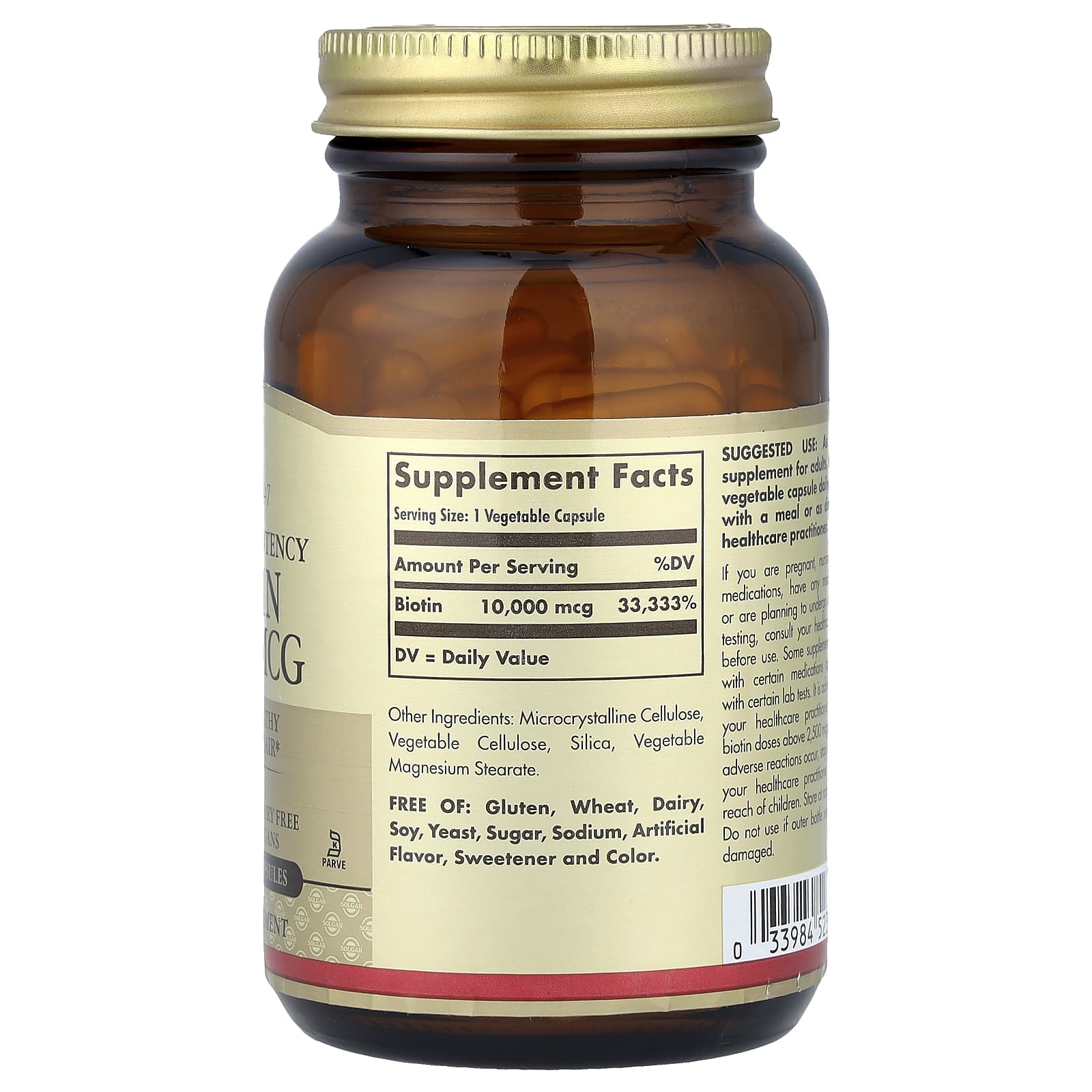 Solgar, Biotin, Super High Potency , 10,000 mcg, 120 Vegetable Capsules