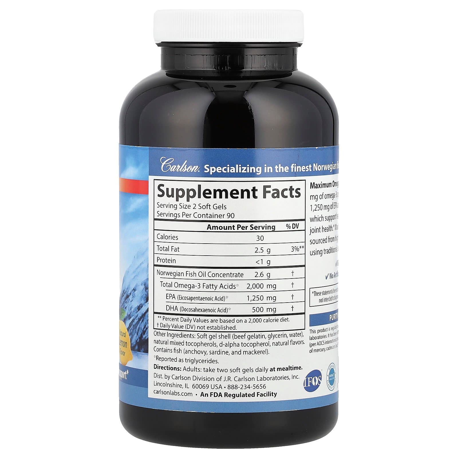 Carlson, Wild Norwegian, Maximum Omega 2000, Natural Lemon, 180 Soft Gels (1,000 mg per Soft Gel)