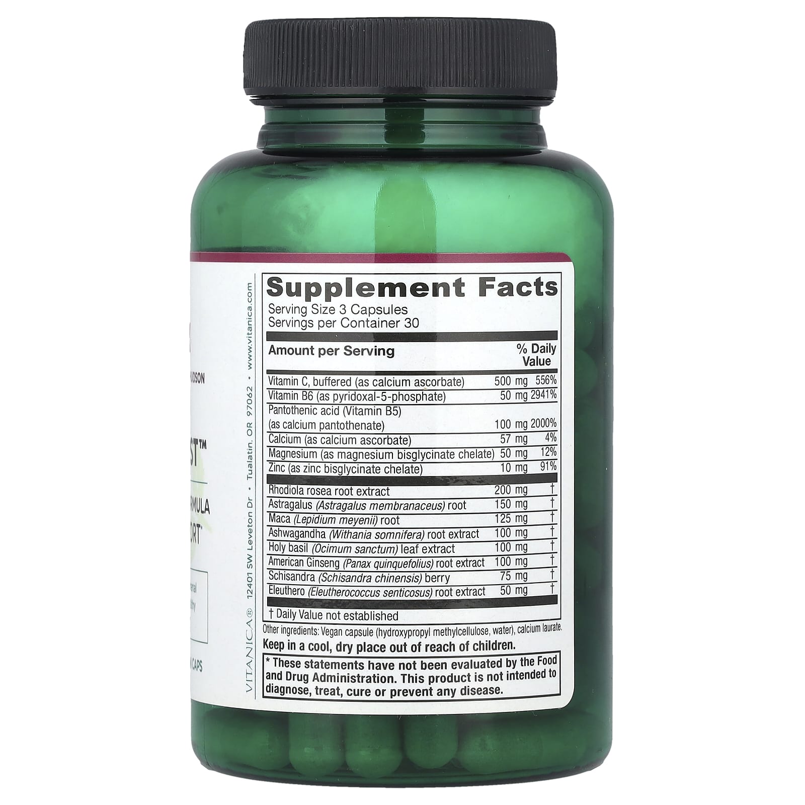 Vitanica, Adrenal Assist™, Daily Adrenal Support, 90 Vegan Caps