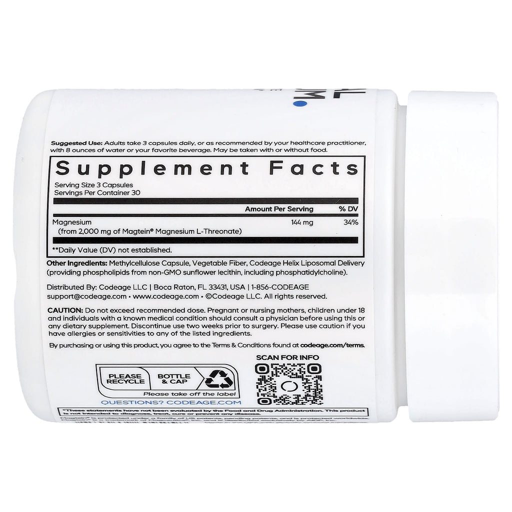 Codeage, Liposomal Magnesium L-Threonate, 90 Vegetable Capsules