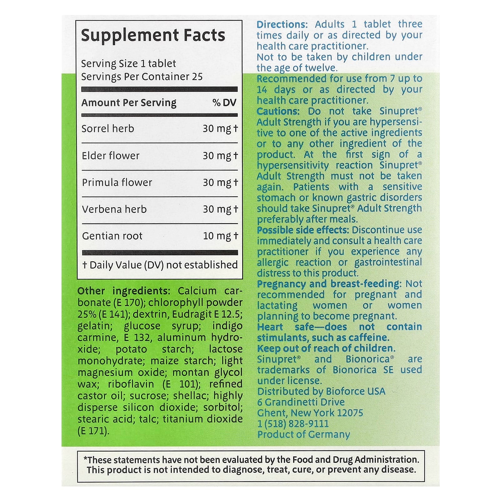 Bionorica, Sinupret®, Sinus + Immune Support, Adult Strength, 25 Tablets
