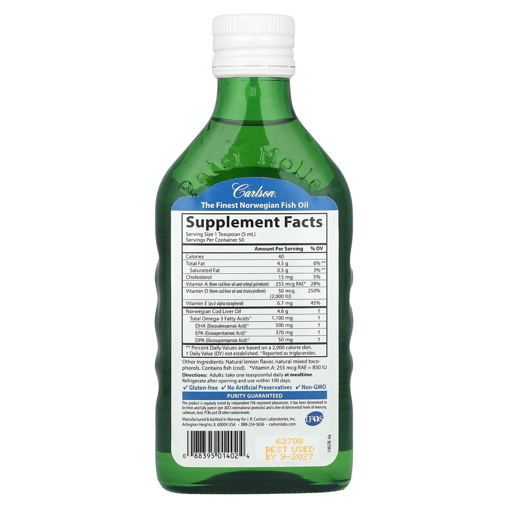 Carlson, Wild Norwegian, Super D Omega-3®, Natural Lemon, 8.4 fl oz (250 ml) 