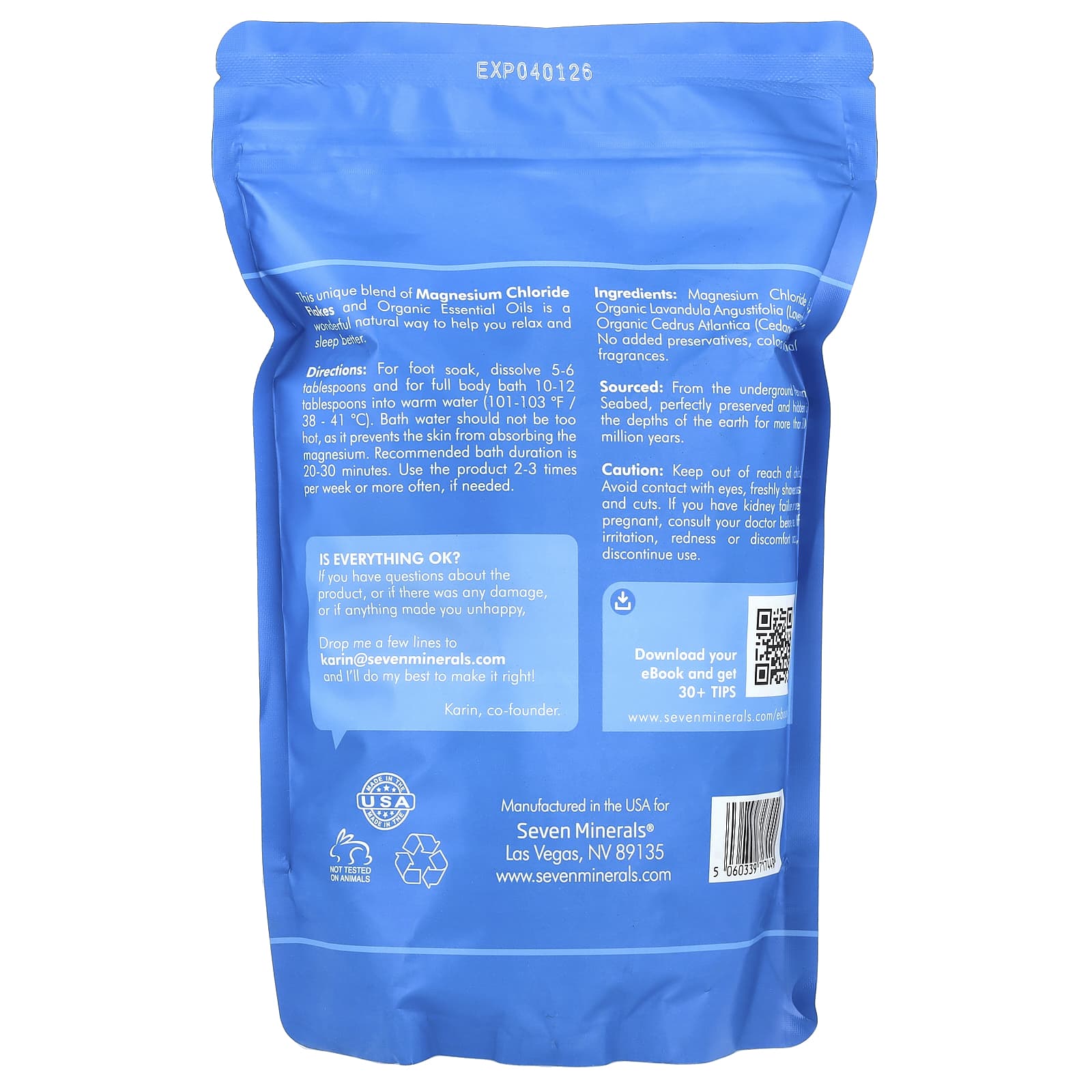 Seven Minerals, Sleep Well, Magnesium Bath Flakes, Lavender & Cedarwood, 3 lb (1.36 kg)