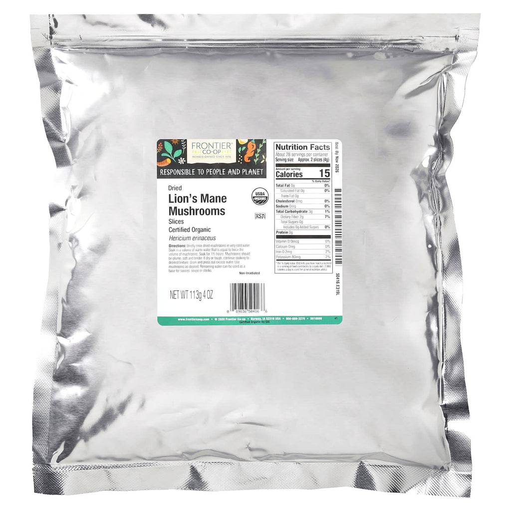 Frontier Co-op, Organic Slices Dried Lion's Mane Mushrooms, 4 oz (113 g)