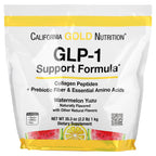 California Gold Nutrition, GLP-1 Support Formula with Hydrolyzed Marine Collagen Peptides, Prebiotic Digestive Resistant Fiber Blend and Leucine Enriched Essential Amino Acids Blend, Watermelon Yuzu, 2.2 lb (1 kg)