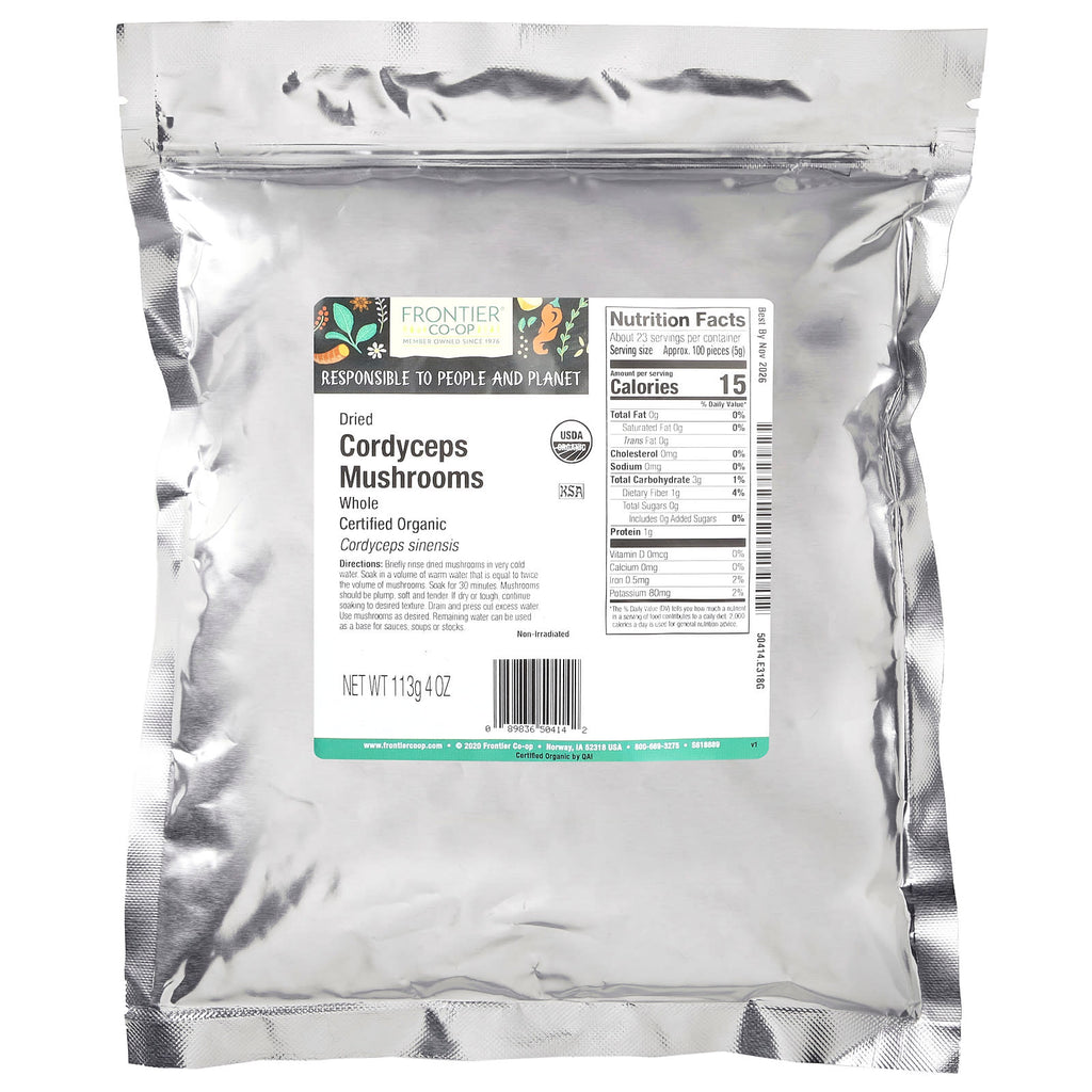 Frontier Co-op, Organic Whole Dried Codyceps Mushrooms, 4 oz (113 g)