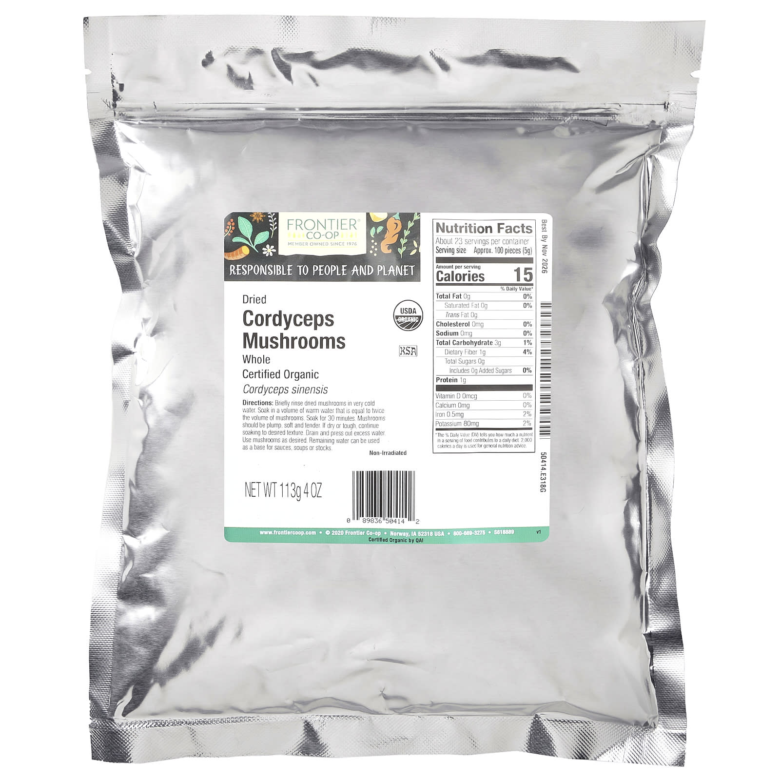 Frontier Co-op, Organic Whole Dried Codyceps Mushrooms, 4 oz (113 g)