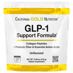 California Gold Nutrition, GLP-1 Support Formula with Hydrolyzed Marine Collagen Peptides, Prebiotic Digestive Resistant Fiber Blend and Leucine Enriched Essential Amino Acids Blend, Unflavored, 14.46 oz (410 g)