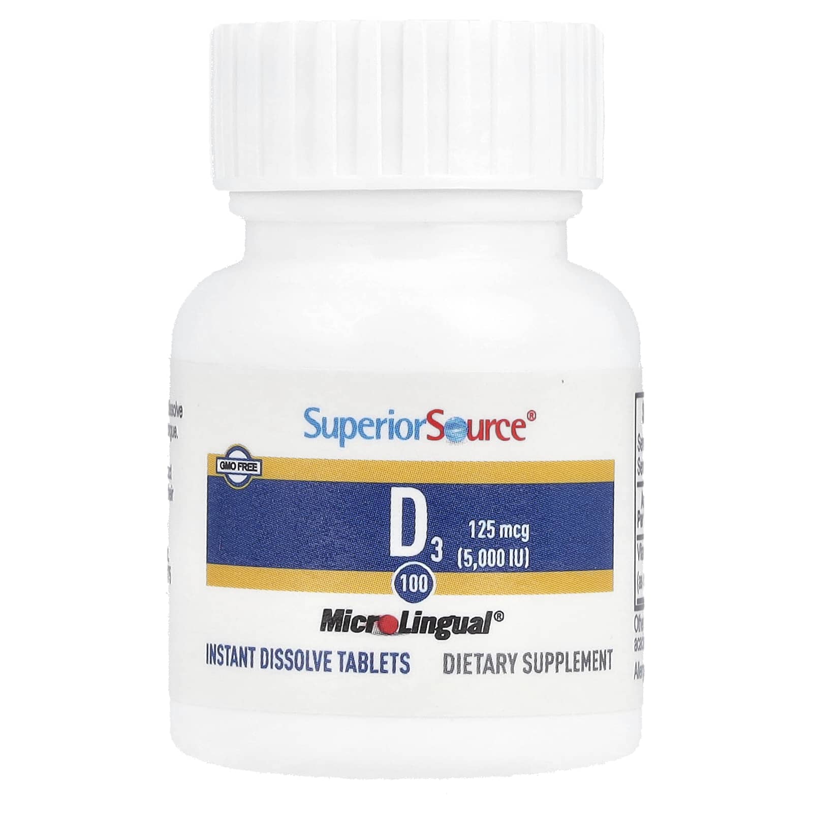 Superior Source, D3, 125 mcg (5,000 IU), 100 MicroLingual® Instant Dissolve Tablets