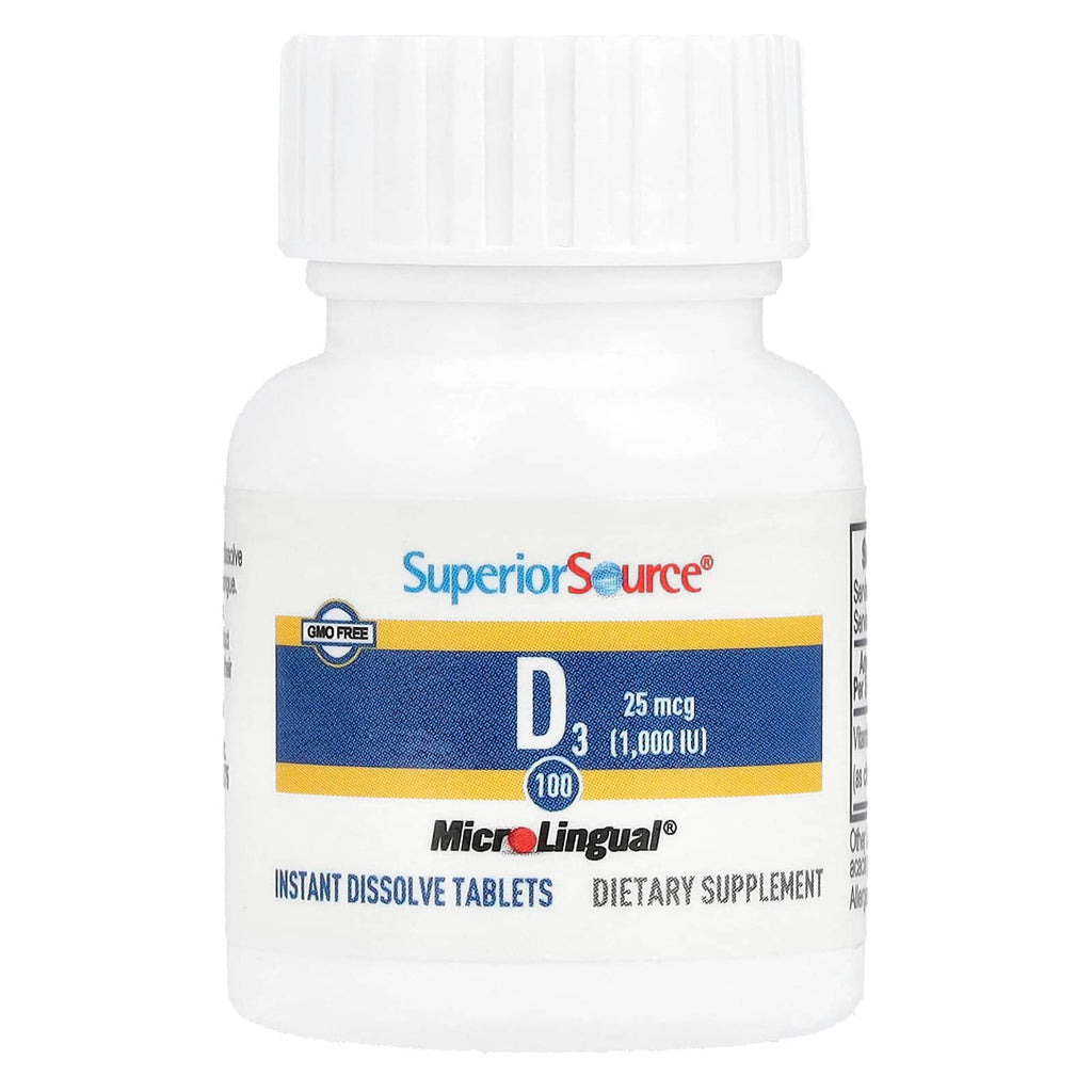 Superior Source, D3, 25 mcg (1,000 IU), 100 MicroLingual® Instant Dissolve Tablets