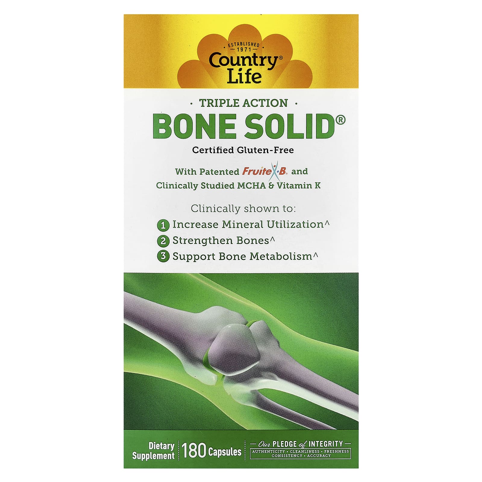 Country Life, Triple Action Bone Solid®, 180 Capsules
