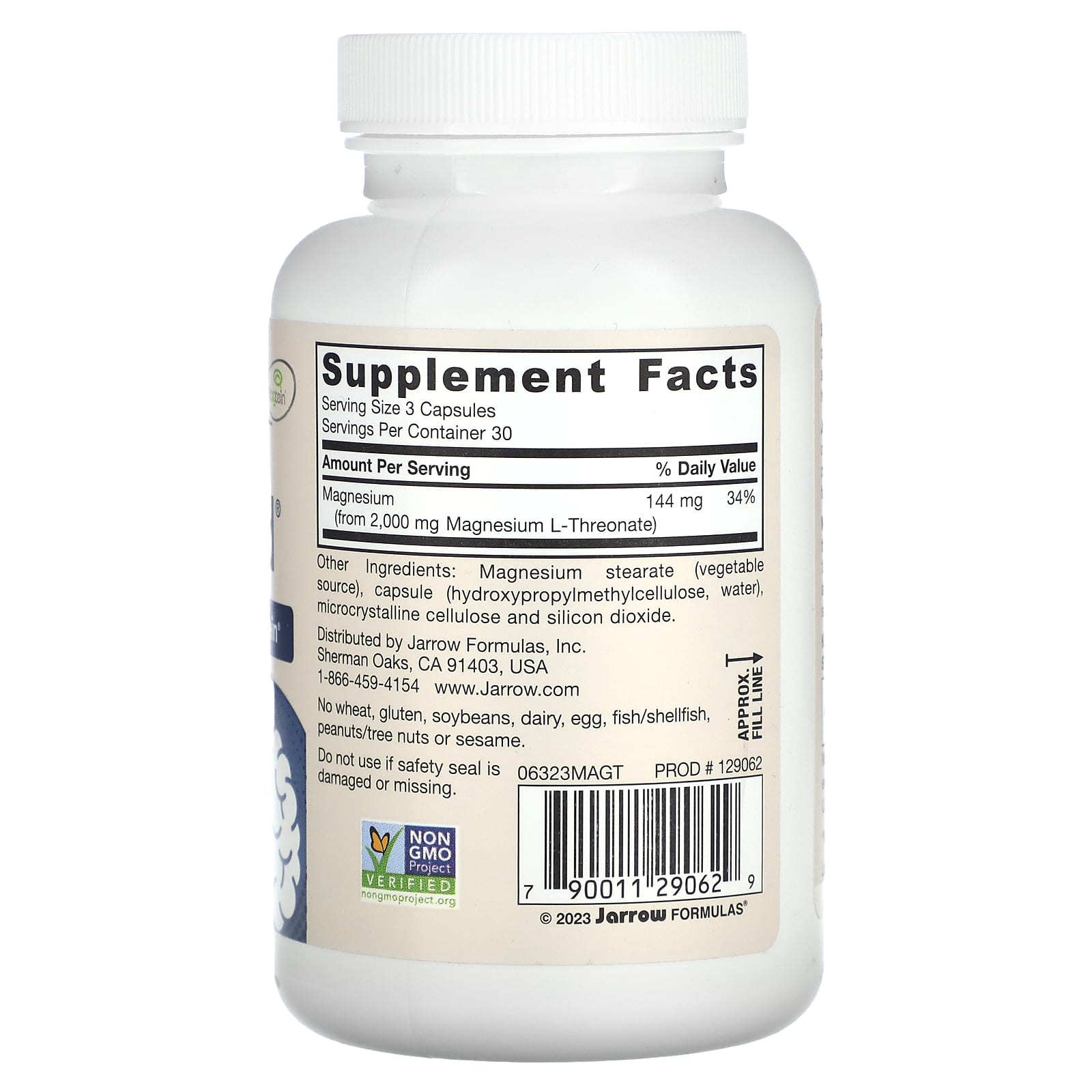 Jarrow Formulas, Vegan MagMind®, Brain Health, 90 Veggie Capsules (48 mg per Capsule)