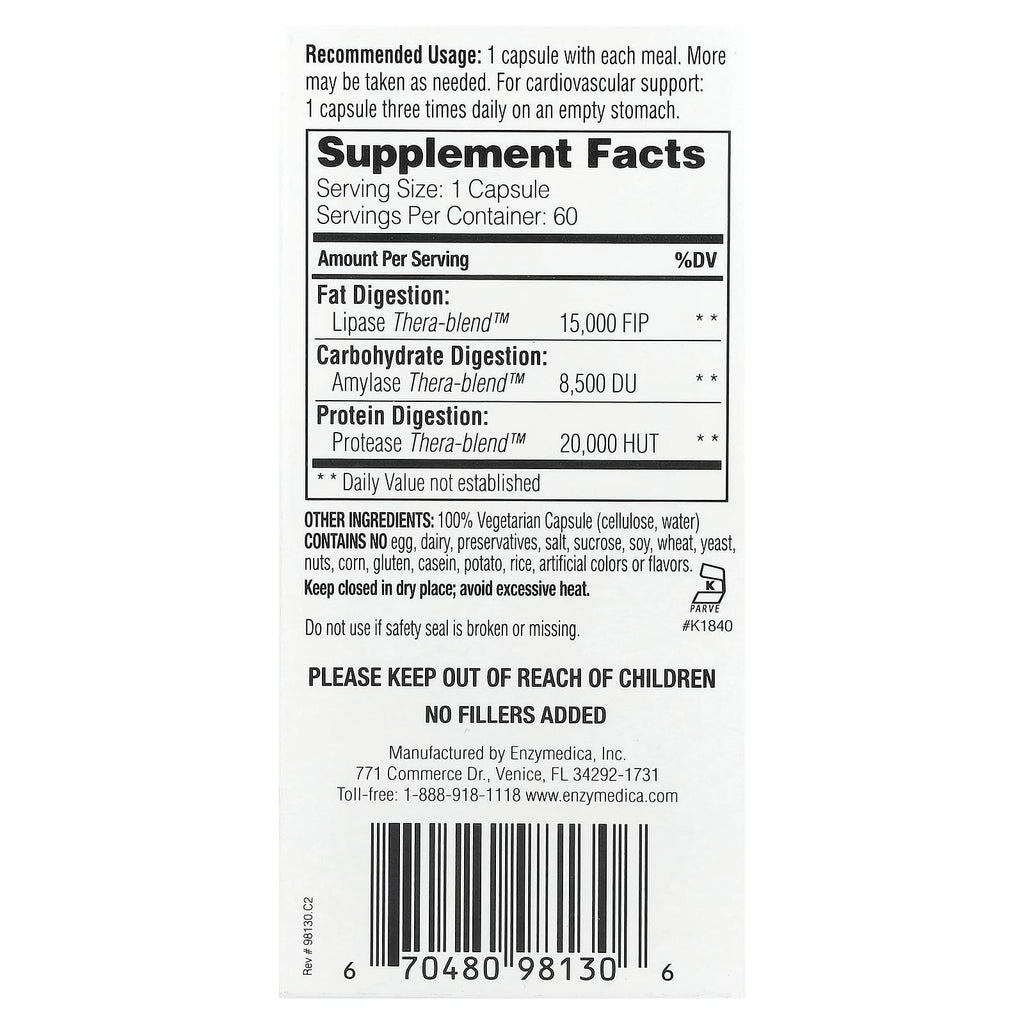 Enzymedica, Lypo Gold™, For Fat Digestion, 60 Capsules