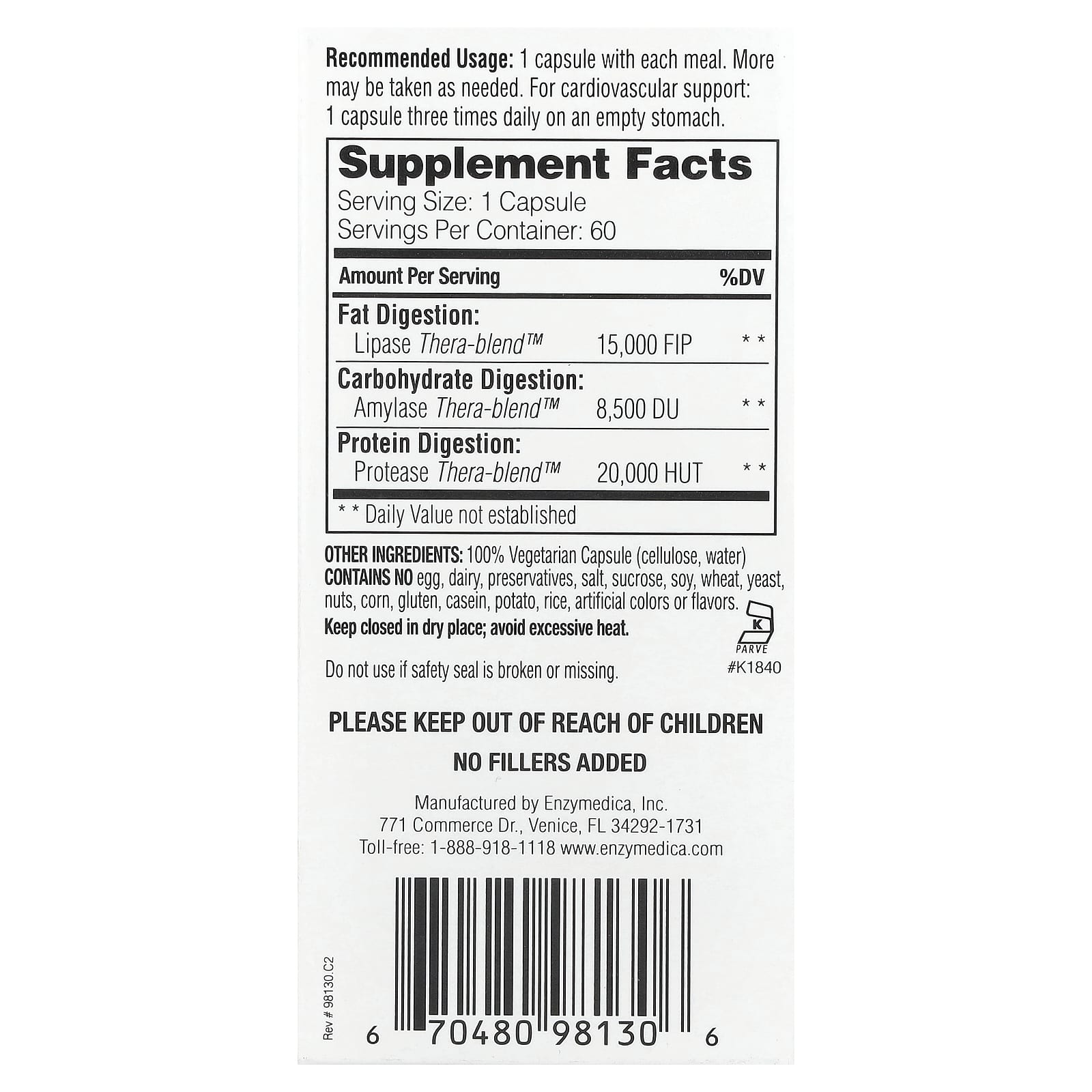 Enzymedica, Lypo Gold™, For Fat Digestion, 60 Capsules