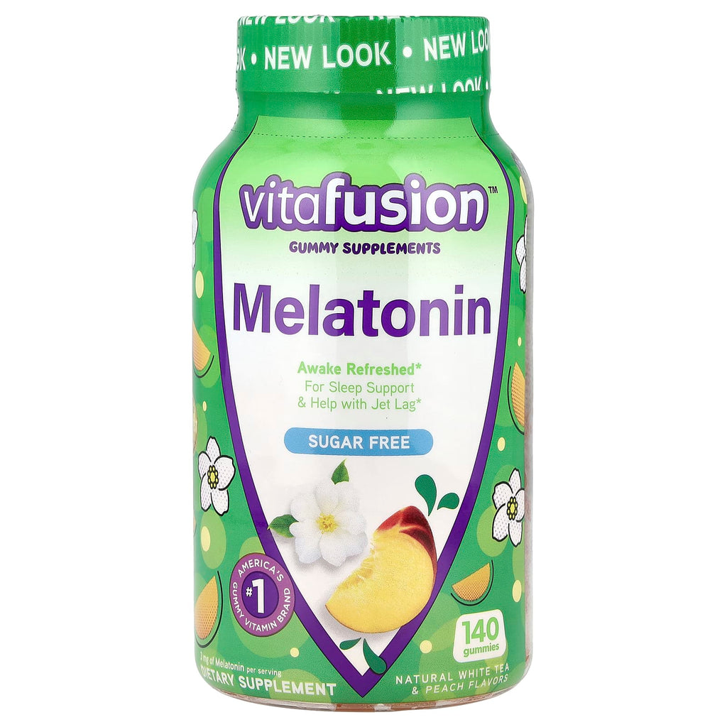 VitaFusion, Melatonin Gummies, Natural White Tea & Peach, Sugar Free, 3 mg, 140 Gummies
