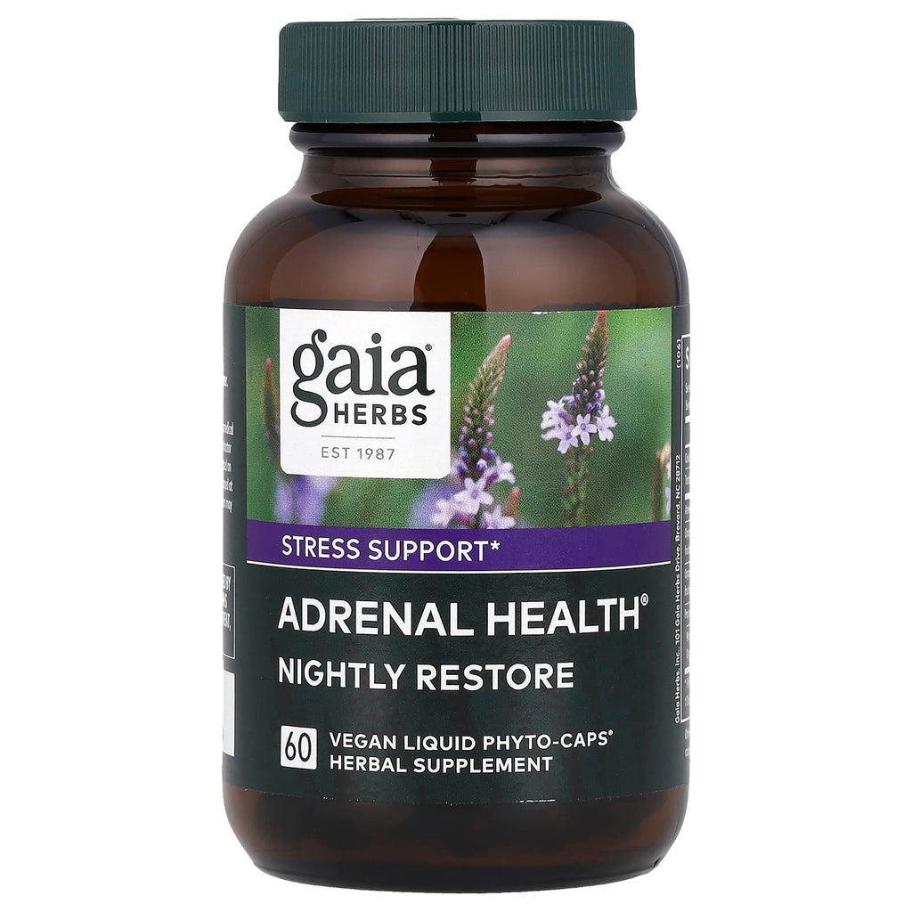 Gaia Herbs, Adrenal Health®, Nightly Restore, 60 Vegan Liquid Phyto-Caps®