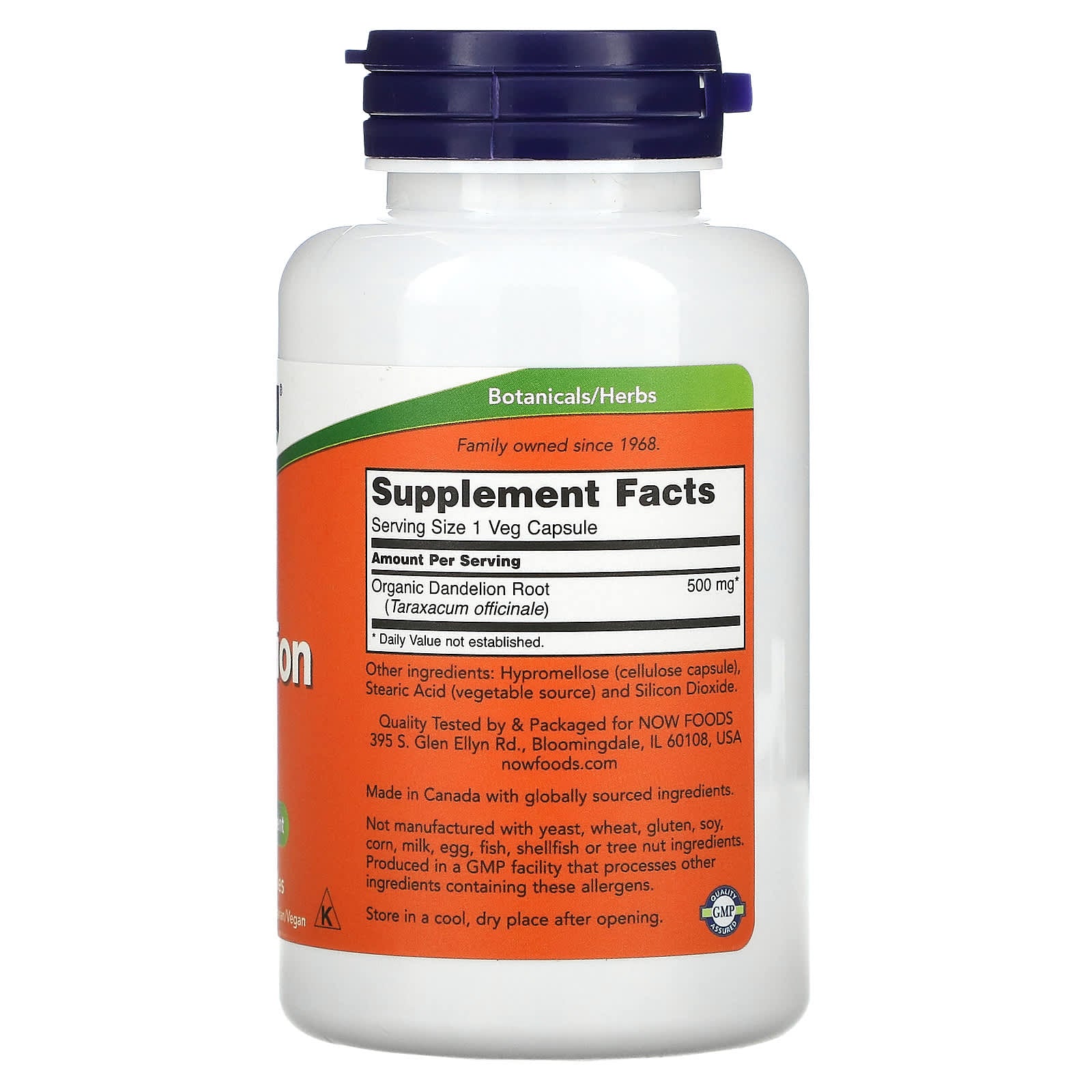 NOW Foods, Dandelion Root, 500 mg, 100 Veg Capsules