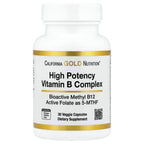 California Gold Nutrition, High Potency Vitamin B Complex with Thiamin HCI, Niacin, Pantothenic Acid and Inositol, 30 Veggie Capsules