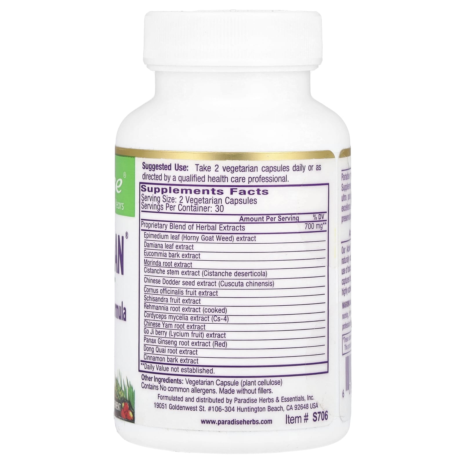 Paradise Herbs, Whole Woman®, Women's Libido Vitality Formula, 60 Vegetarian Capsules