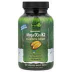 Irwin Naturals, High Potency Mega D3 & K2 + Turmeric Extract, 60 Liquid Soft-Gels