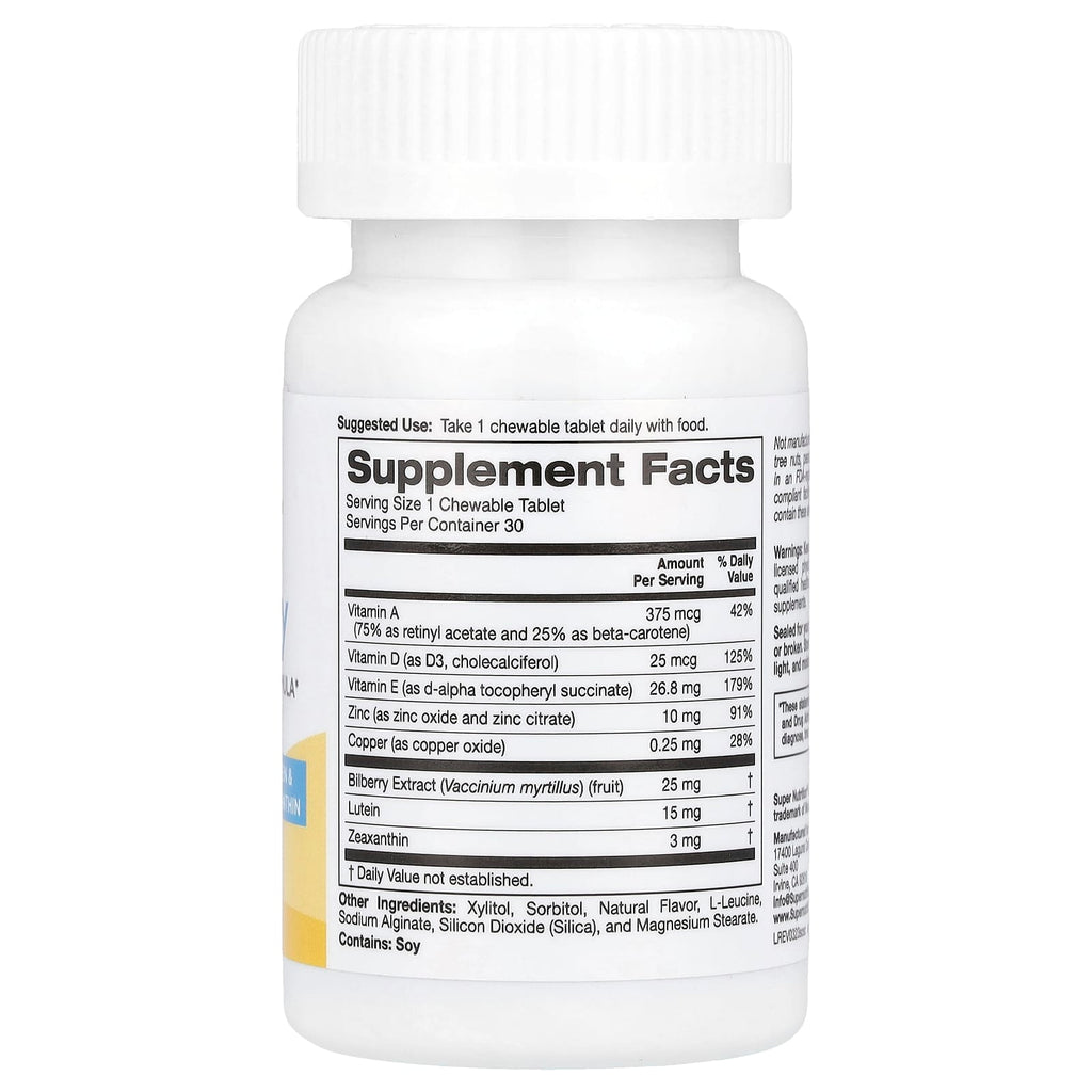 Super Nutrition, SimplyOne®, See Clearly, Triple Power Vision Formula with Lutein, Zeaxanthin, Vitamins, Minerals and Botanical Extracts, 30 Chewable Tablets