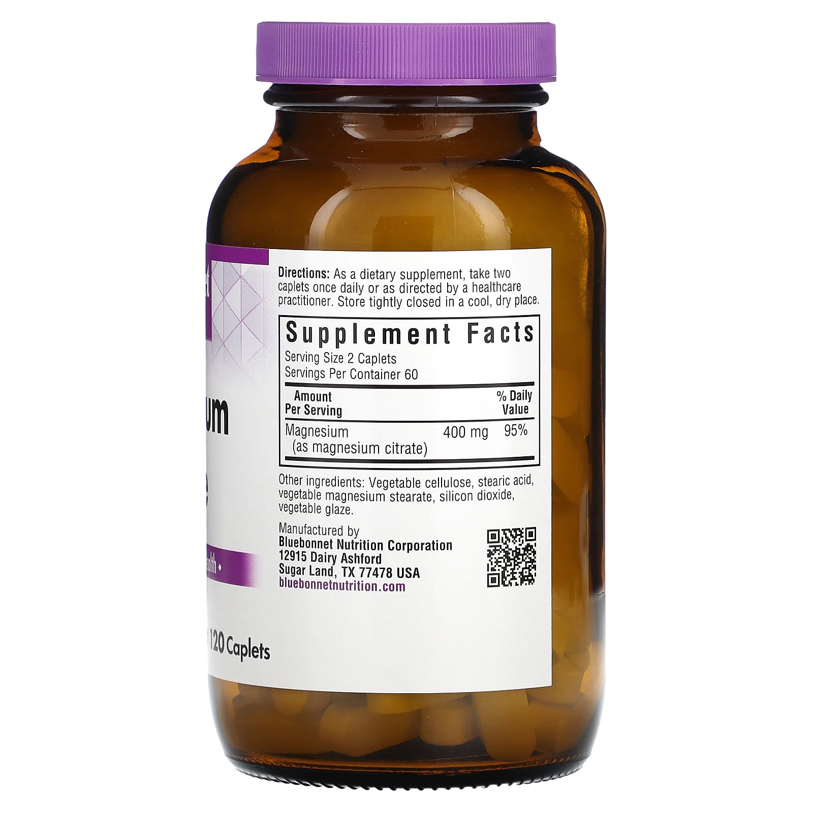 Bluebonnet Nutrition, Magnesium Citrate, 120 Caplets (200 mg per Caplet)
