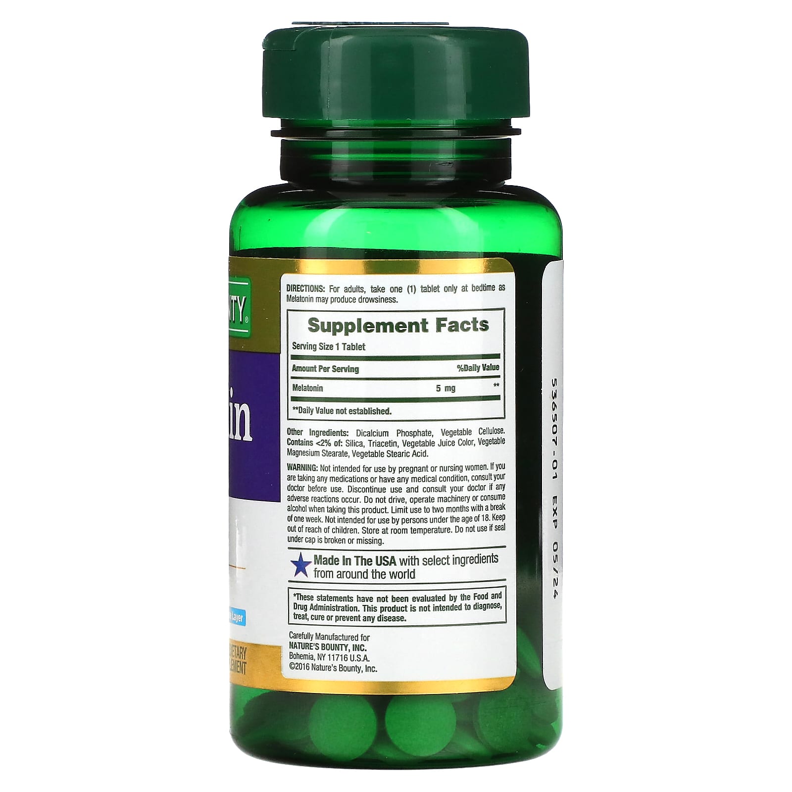 Nature's Bounty, Dual Spectrum, Melatonin, 5 mg, 60 Bi-Layer Tablets