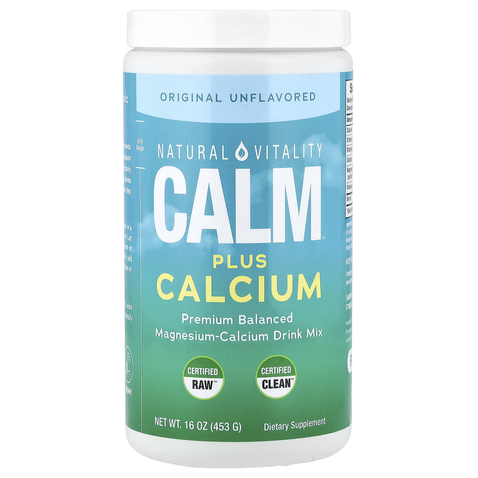 Natural Vitality, CALM® Plus Calcium, Magnesium-Calcium Drink Mix, Original Unflavored, 16 oz (453 g)