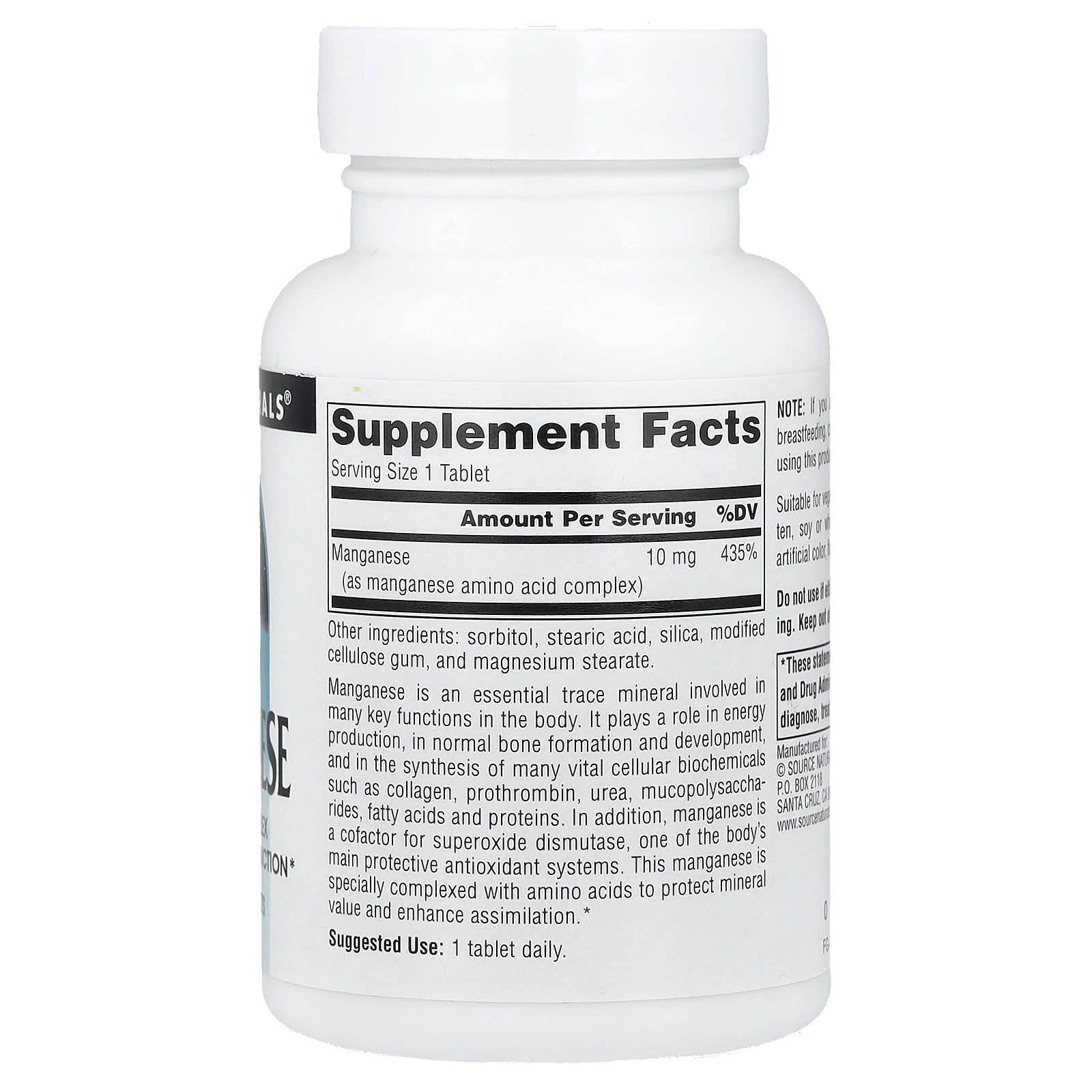 Source Naturals, Manganese, 10 mg, 250 Tablets