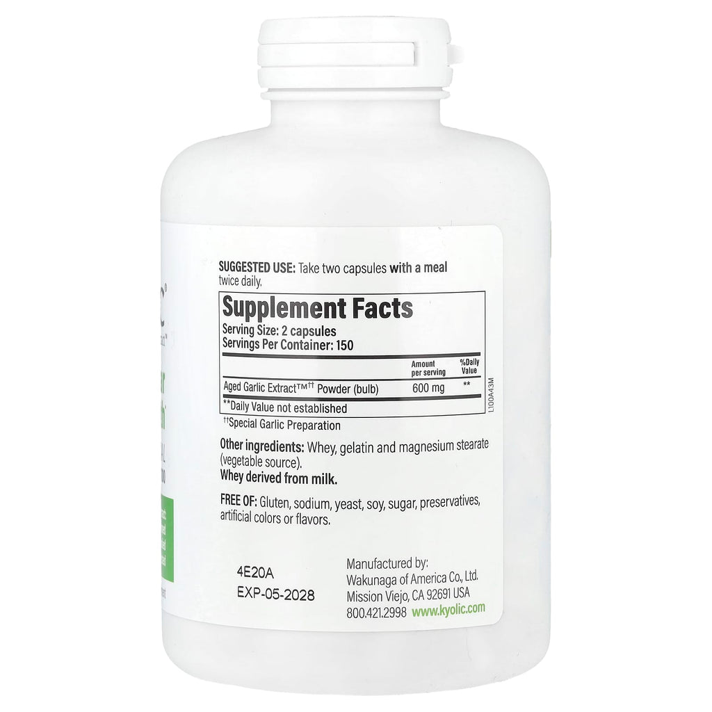 Kyolic, Aged Garlic Extract™, Cardiovascular Health, Original Formula 100, 300 Capsules (300 mg per Capsule)