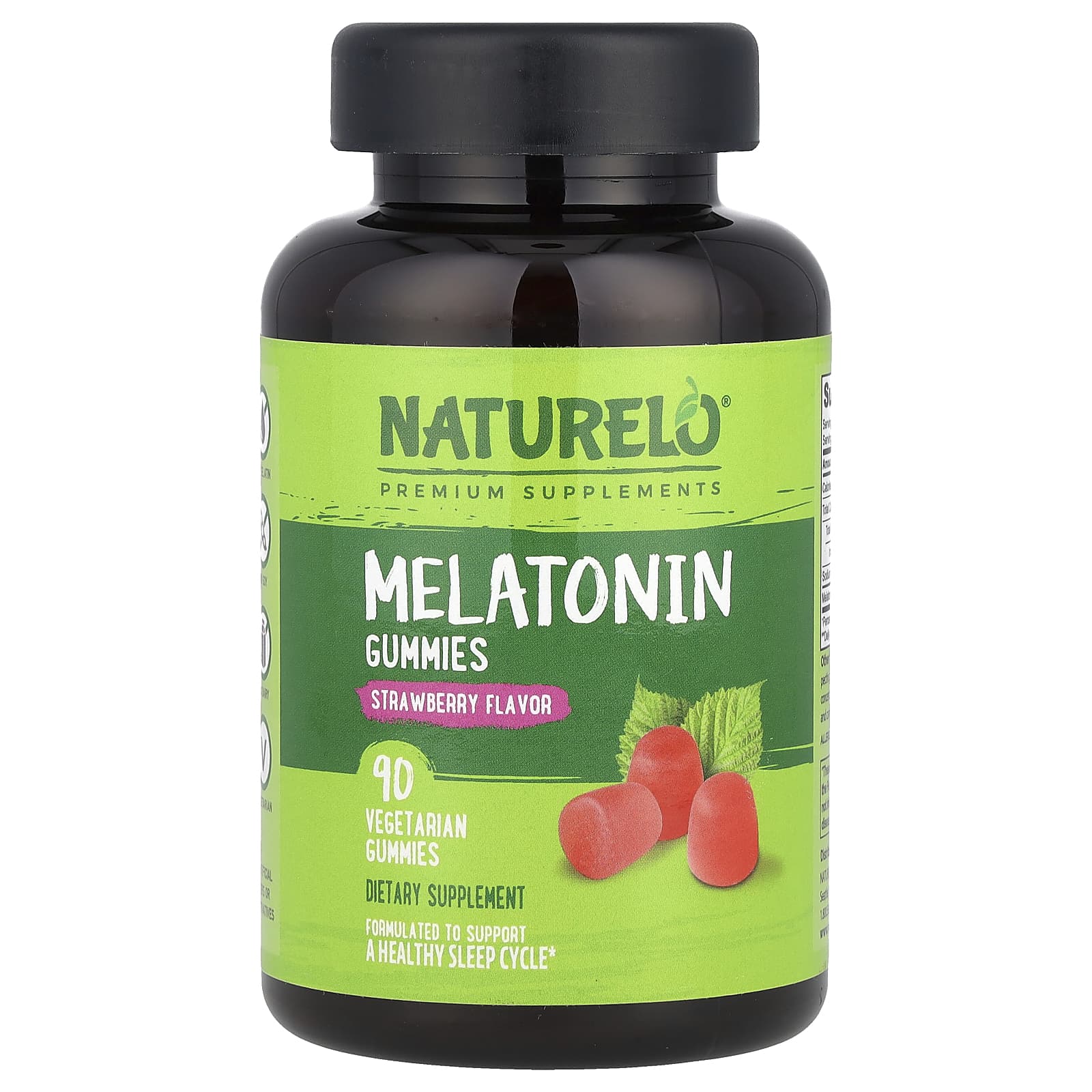 NATURELO, Melatonin Gummies, Strawberry, 90 Vegetarian Gummies (2.5 mg per Gummy)