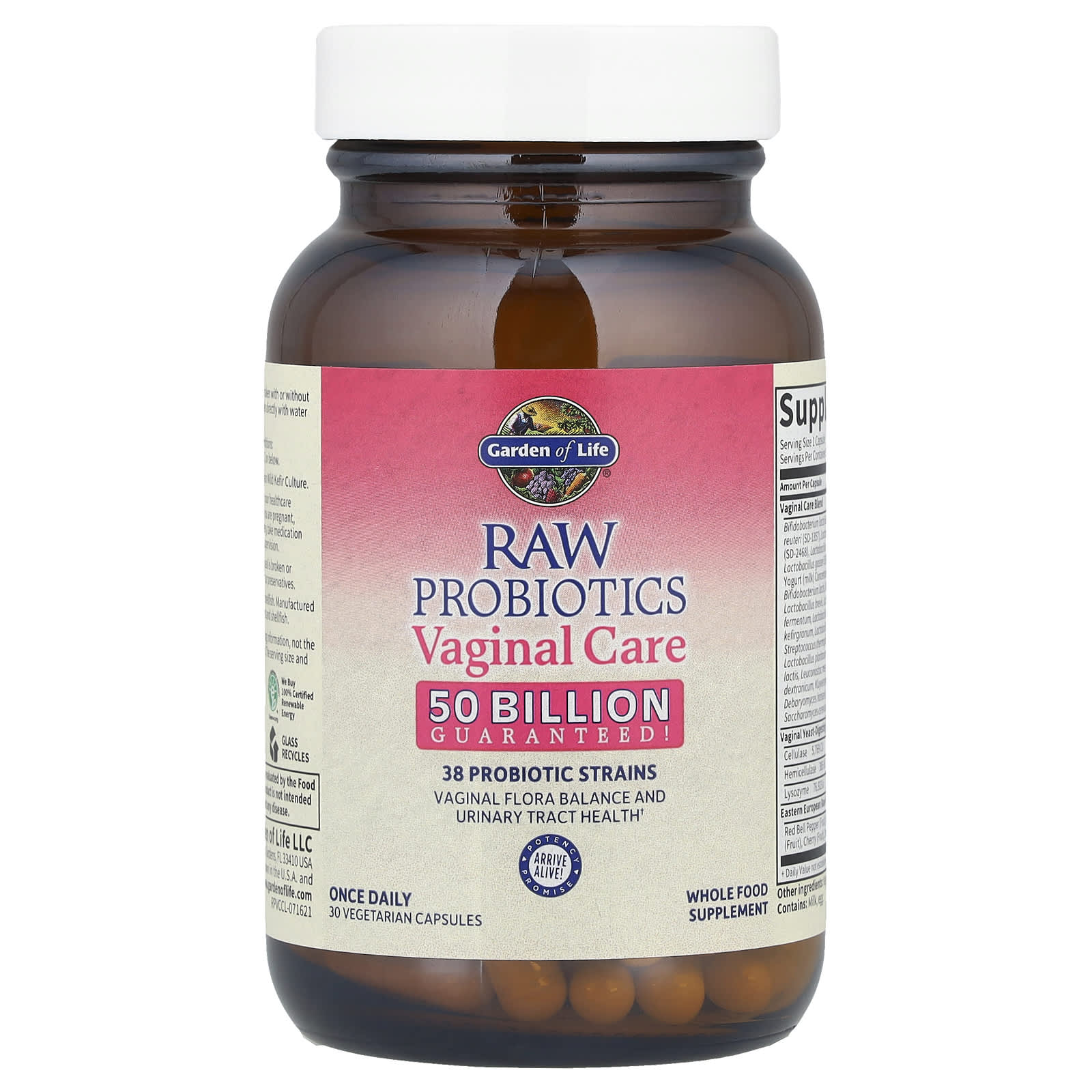 Garden of Life, RAW Probiotics, Vaginal Care, 30 Vegetarian Capsules