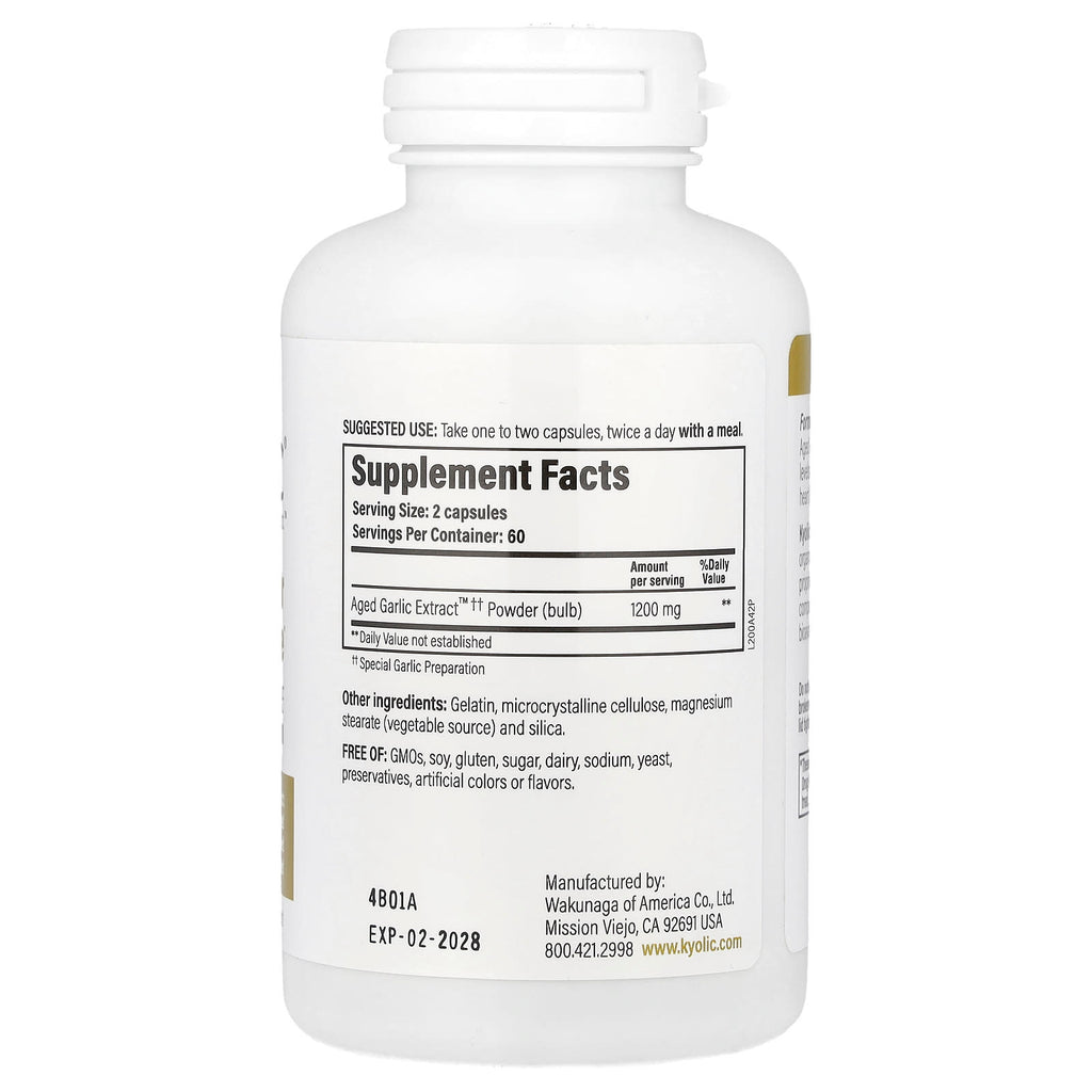 Kyolic, Aged Garlic Extract™, Cardiovascular & Immune, Reserve Formula 200, 120 Capsules (600 mg per Capsule)