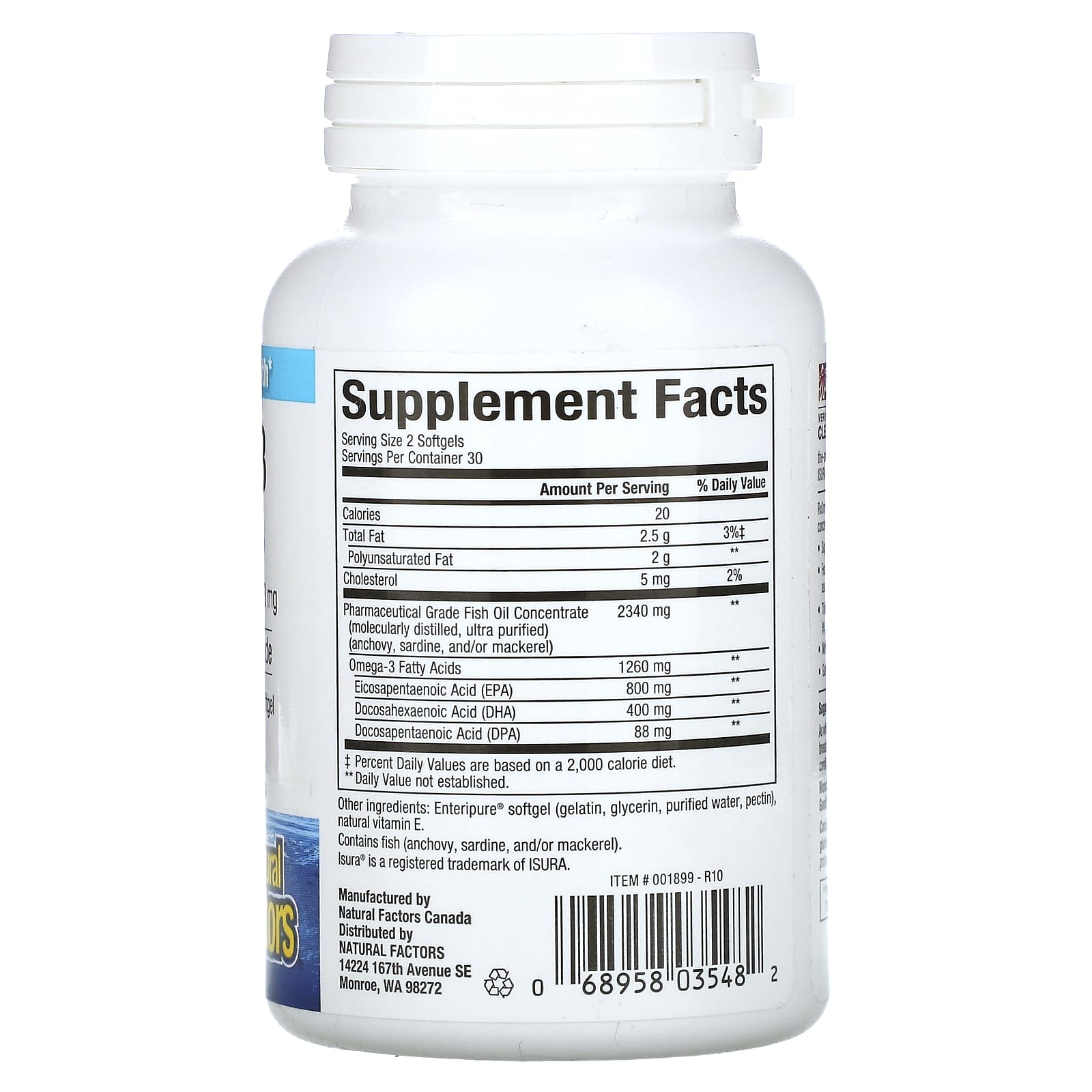 Natural Factors, RxOmega-3, 60 Softgels (630 mg per Softgel)