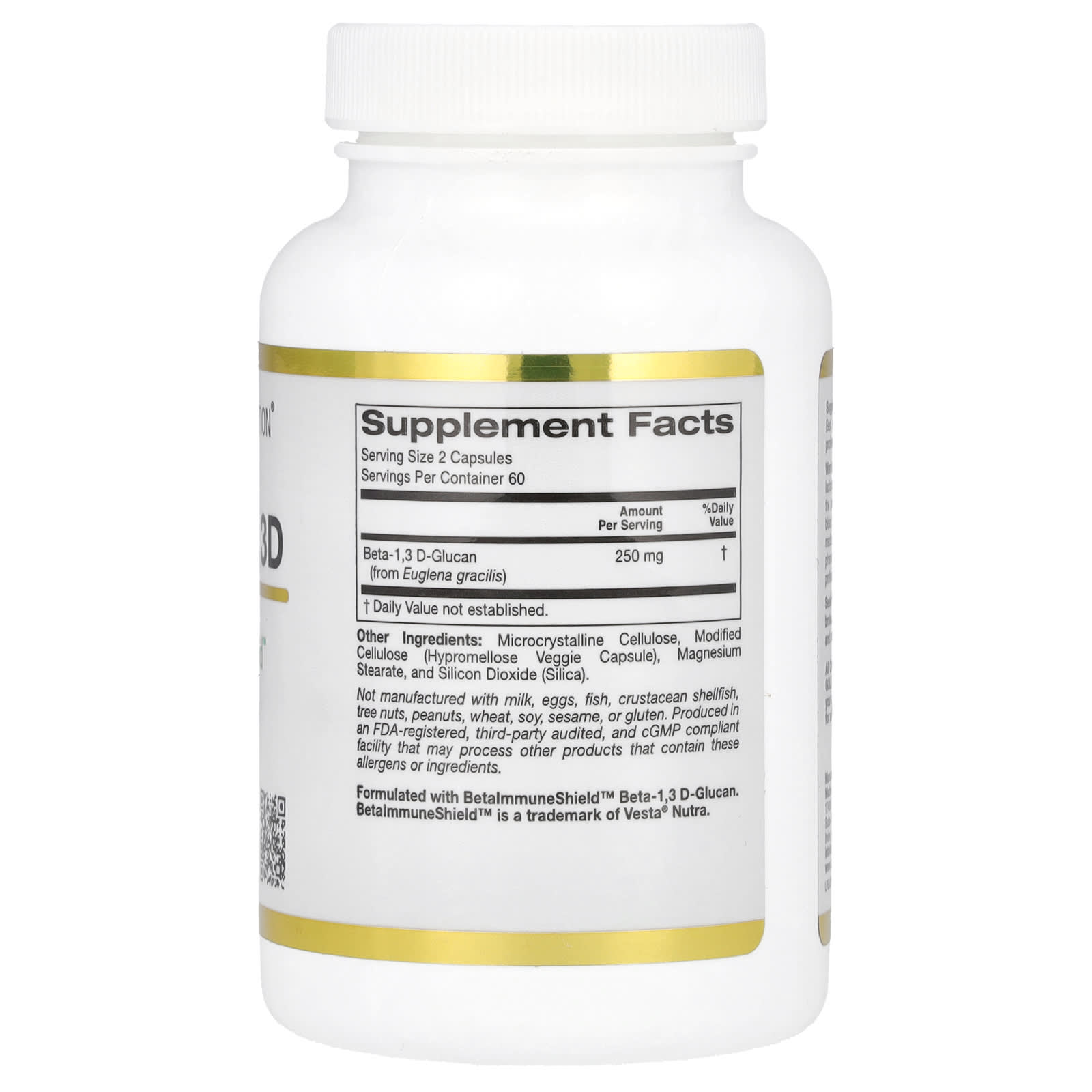 California Gold Nutrition, Beta Glucan from Algae 1,3D, 120 Veggie Capsules (125 mg Per Capsule)