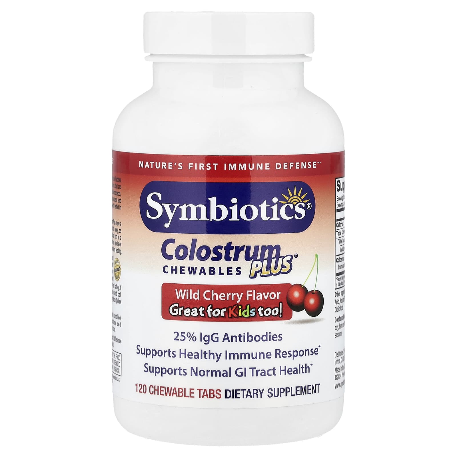 Symbiotics, Colostrum Plus® Chewables, Wild Cherry , 120 Chewable Tabs