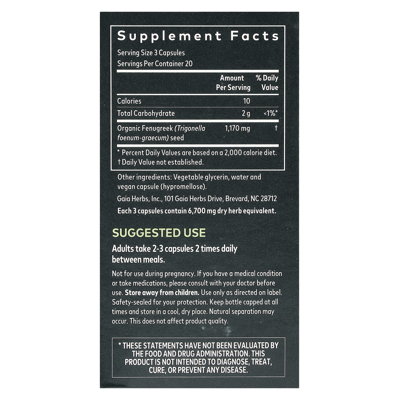 Gaia Herbs, Fenugreek Seed for Women, 60 Vegan Liquid Phyto-Caps (390 mg per Capsule)