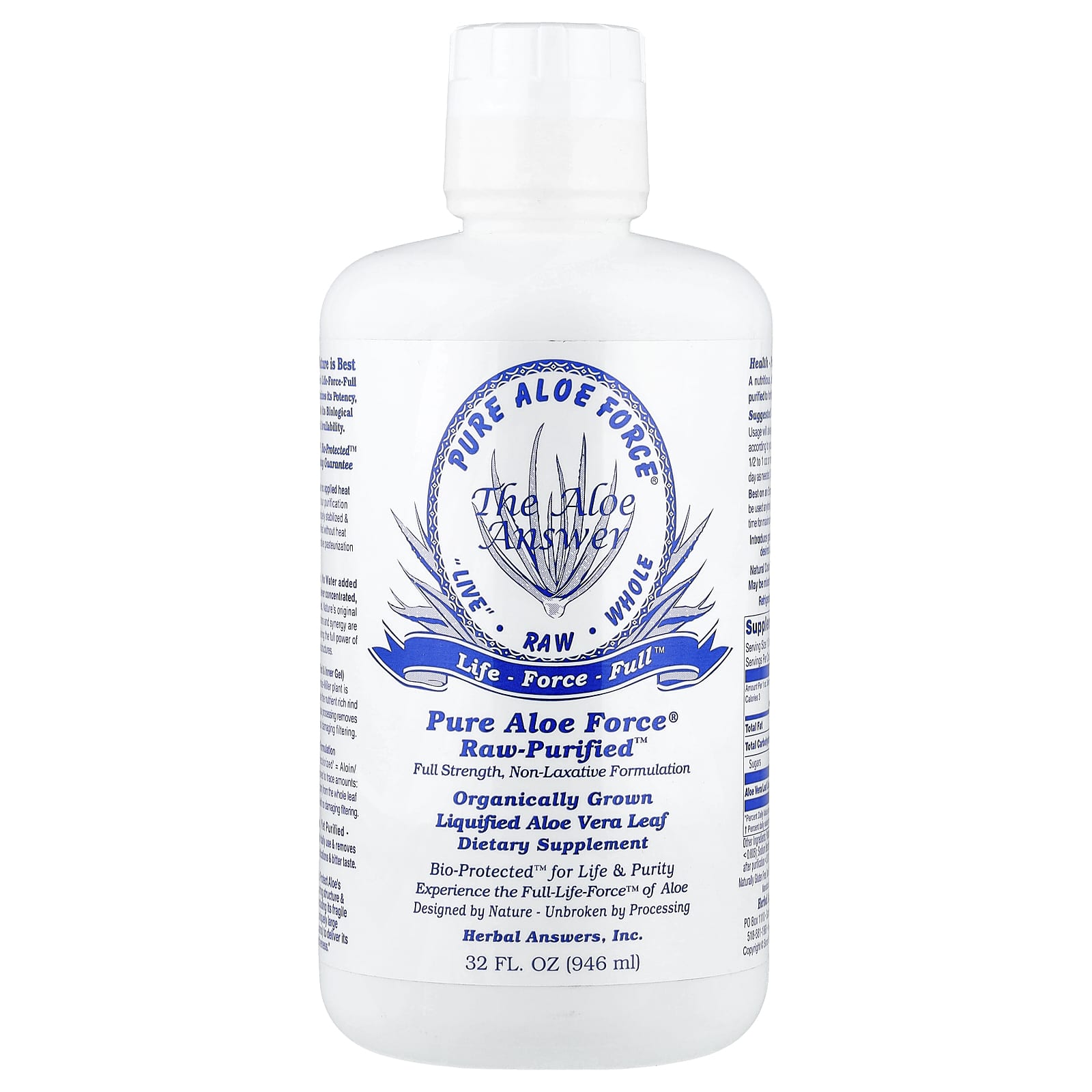 Herbal Answers, Pure Aloe Force®, Raw-Purified™, 32 fl oz (946 ml)