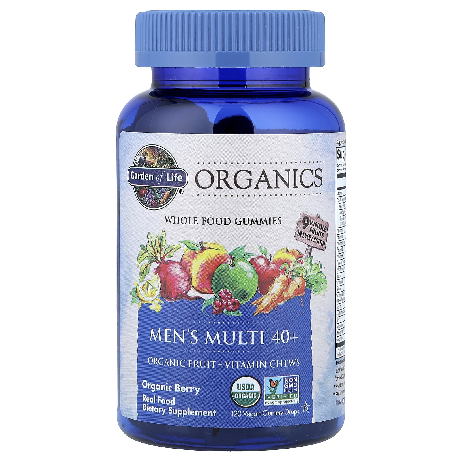 Garden of Life, Organics, Men's Multi 40+, Organic Berry, 120 Vegan Gummy Drops