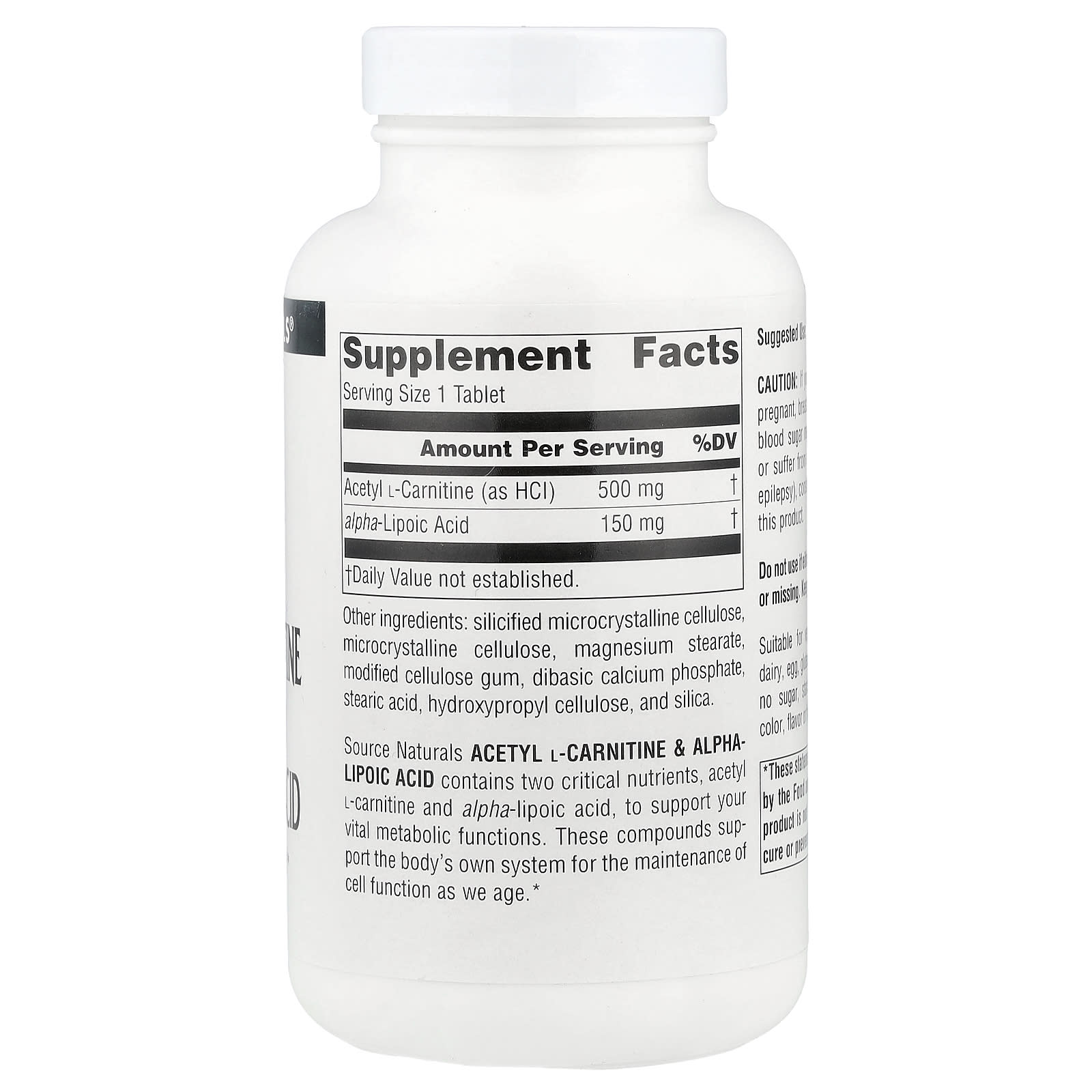 Source Naturals, Acetyl L-Carnitine & Alpha-Lipoic Acid, 120 Tablets