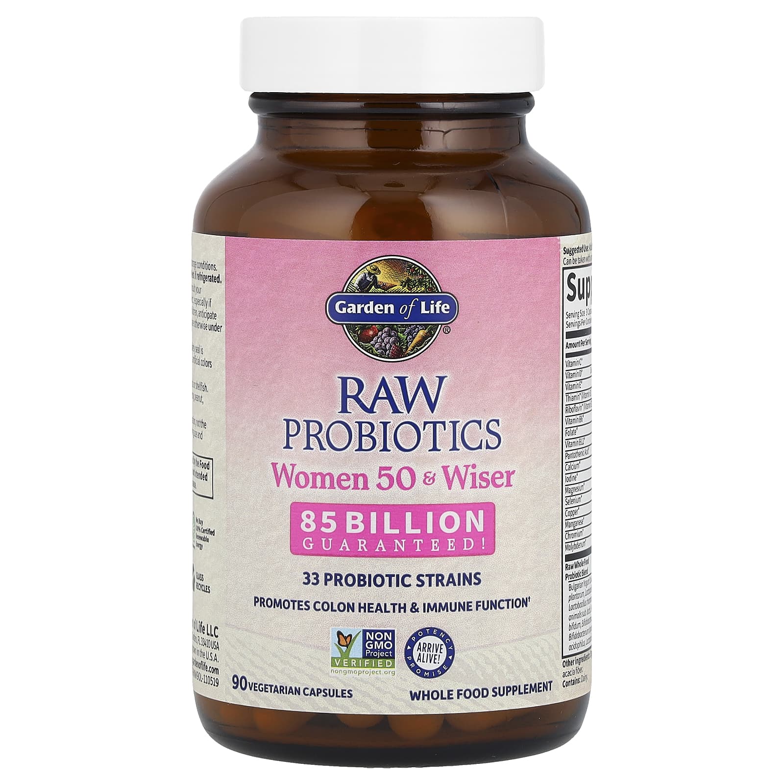 Garden of Life, RAW Probiotics, Women 50 & Wiser, 90 Vegetarian Capsules