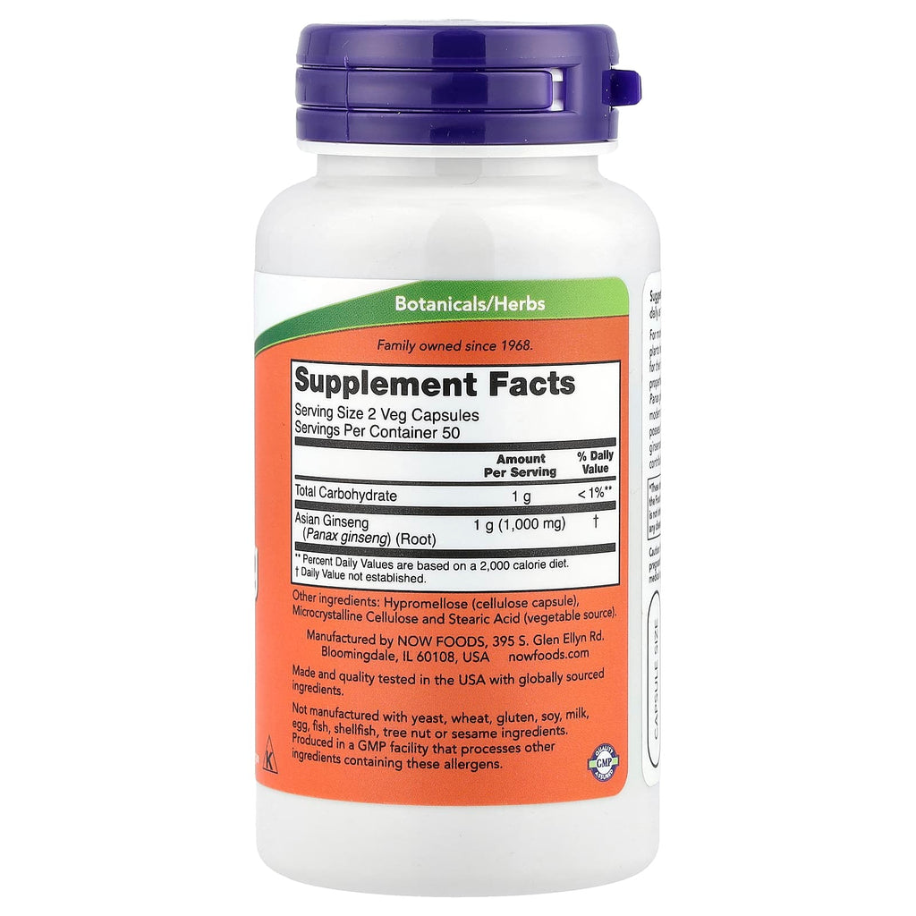 NOW Foods, Panax Ginseng , 500 mg, 100 Veg Capsules