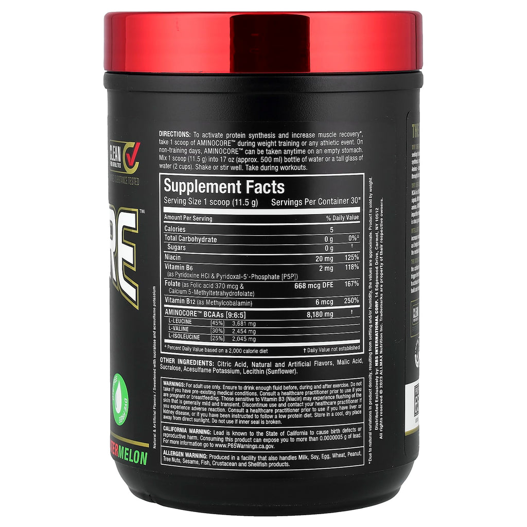 ALLMAX, AMINOCORE™ BCAA, Watermelon, 0.76 lbs (345 g)