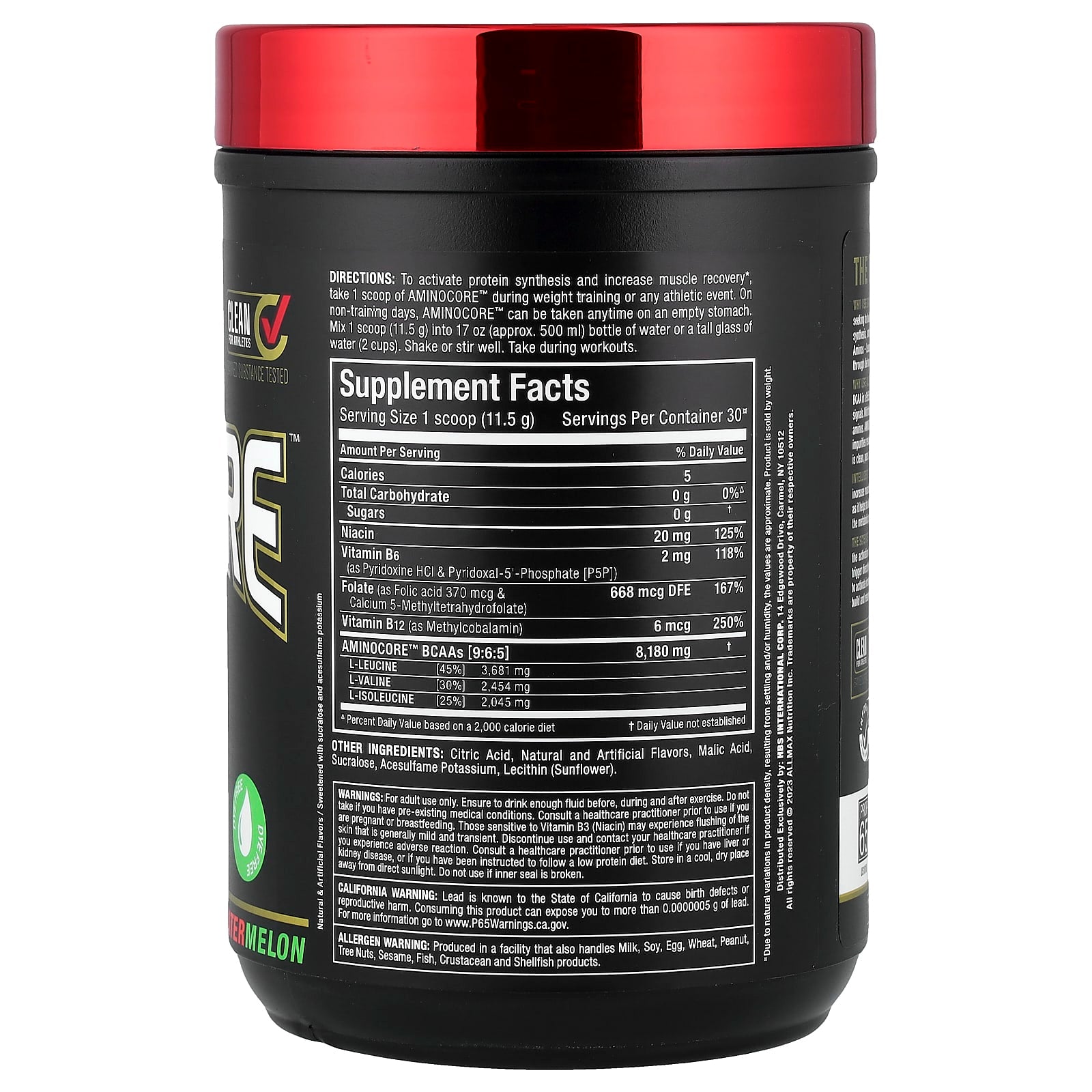 ALLMAX, AMINOCORE™ BCAA, Watermelon, 0.76 lbs (345 g)