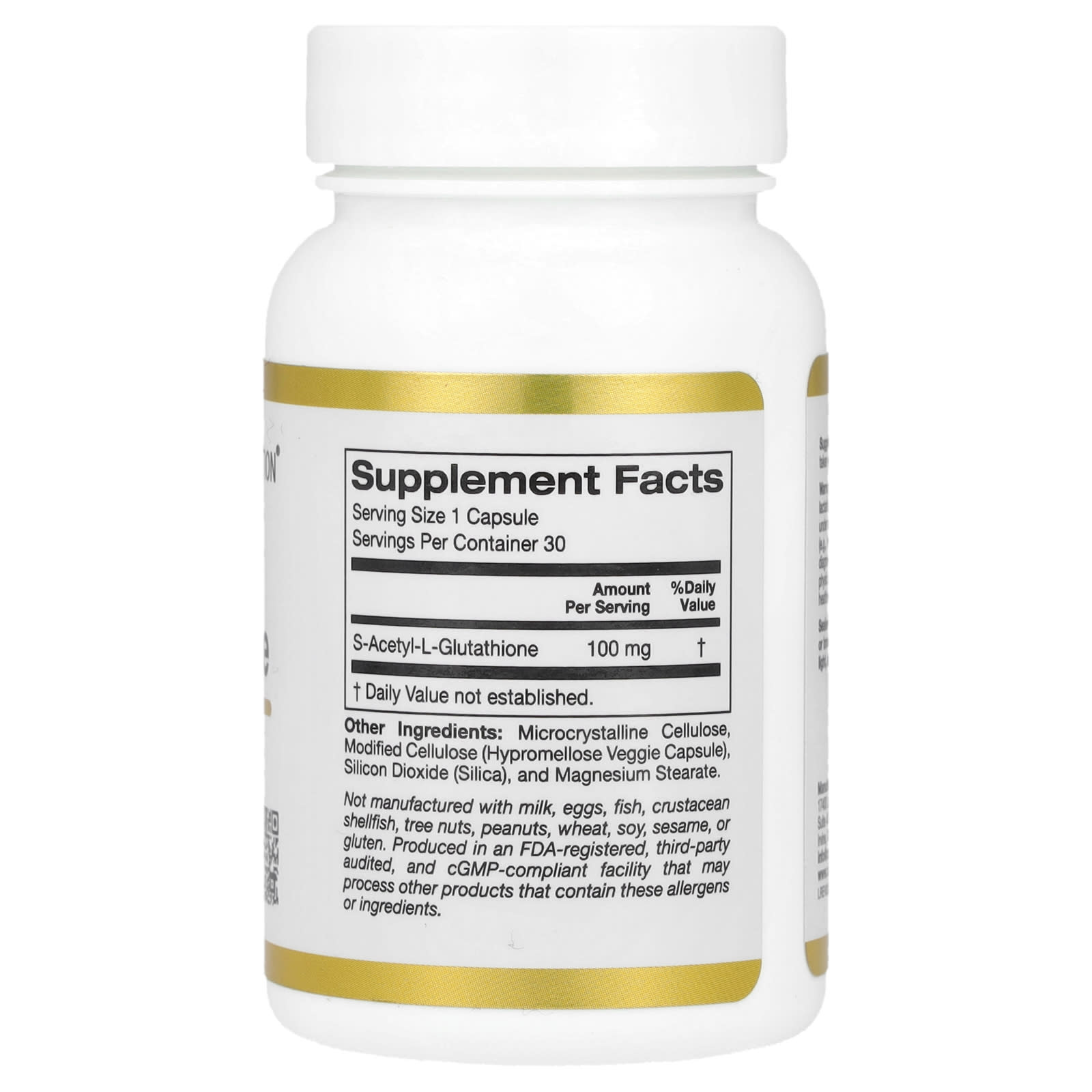 California Gold Nutrition, S-Acetyl L-Glutathione, 100 mg, 30 Veggie Capsules