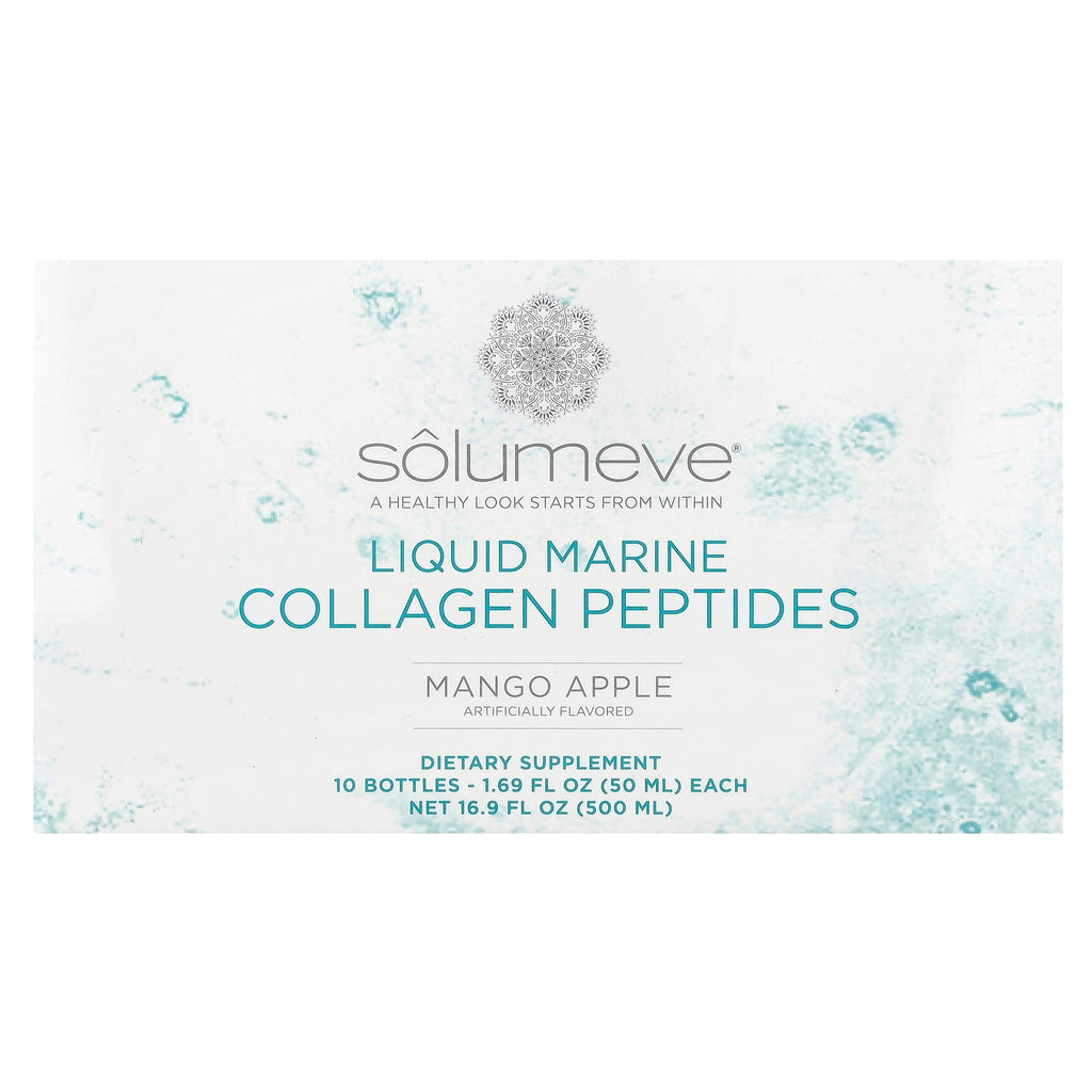 Solumeve, Liquid Marine Collagen Peptides, Mango Apple, 10 Bottles, 1.69 fl oz (50 ml) Each