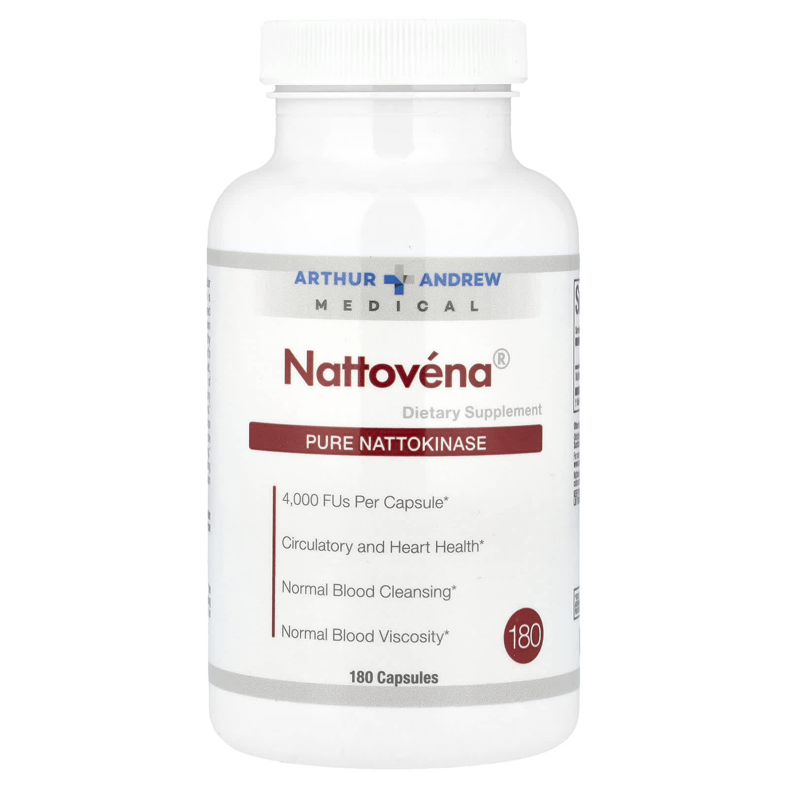 Arthur Andrew Medical, Nattovéna®, Pure Nattokinase, 4,000 FUs, 180 Capsules